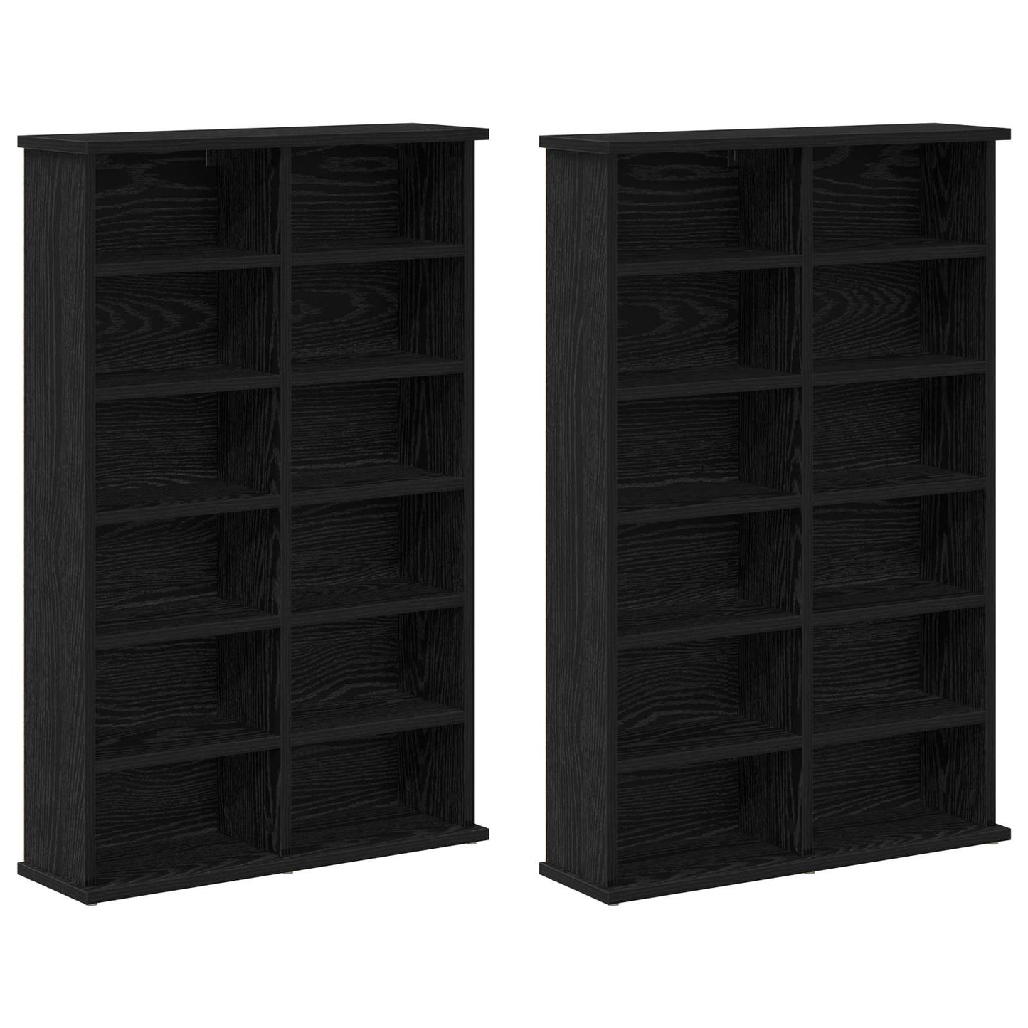 CD szekrény 2 db Fekete Tölgy 60 x 17 x 92 cm Szerelt Fa