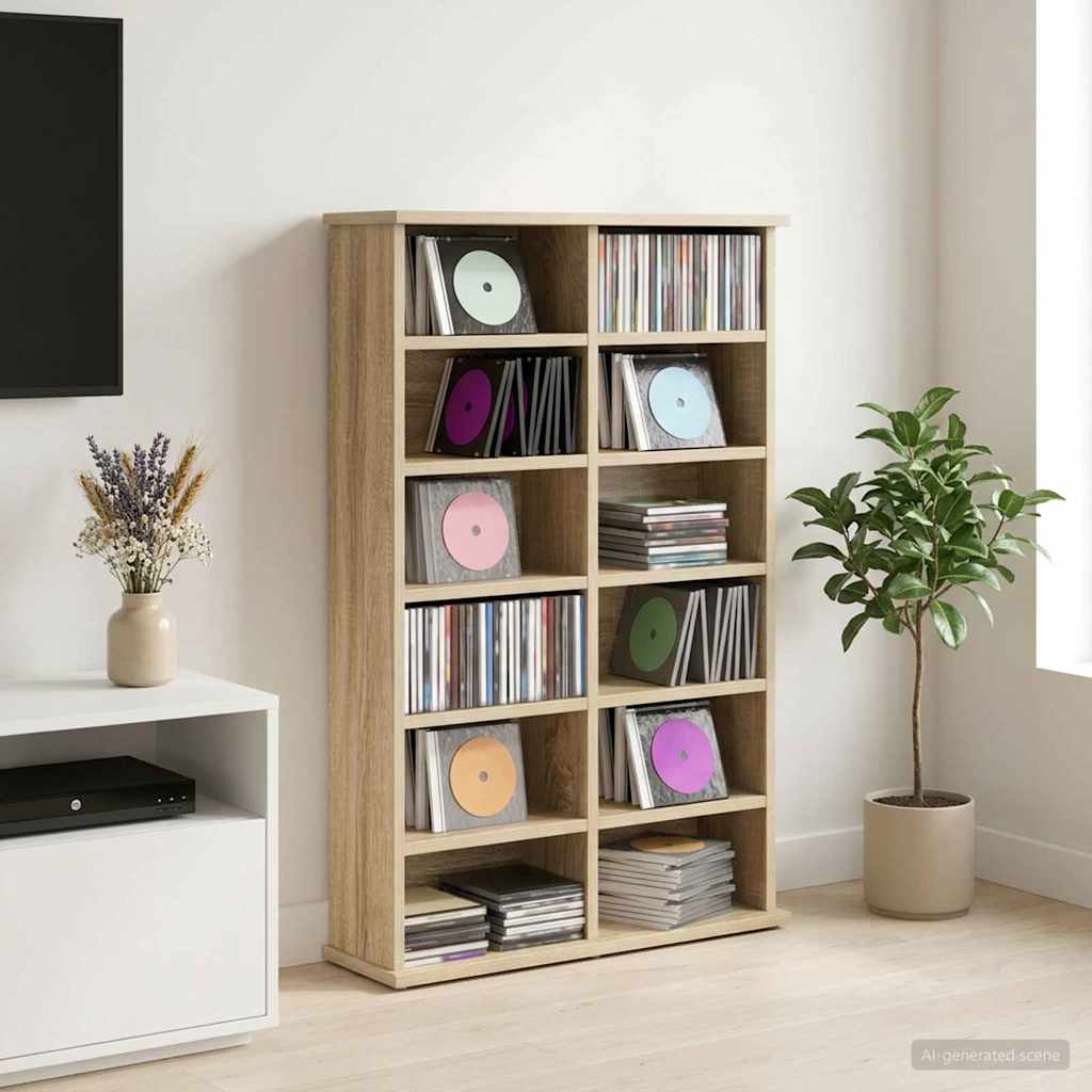 CD szekrény Sonoma Tölgy 60 x 17 x 92 cm Szerelt Fa