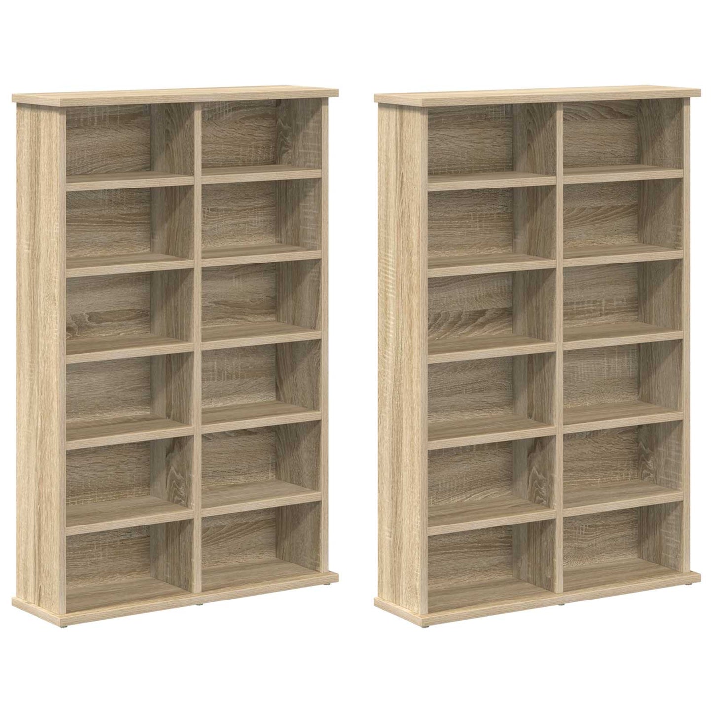 CD szekrény 2 db Sonoma Tölgy 60 x 17 x 92 cm Szerelt Fa