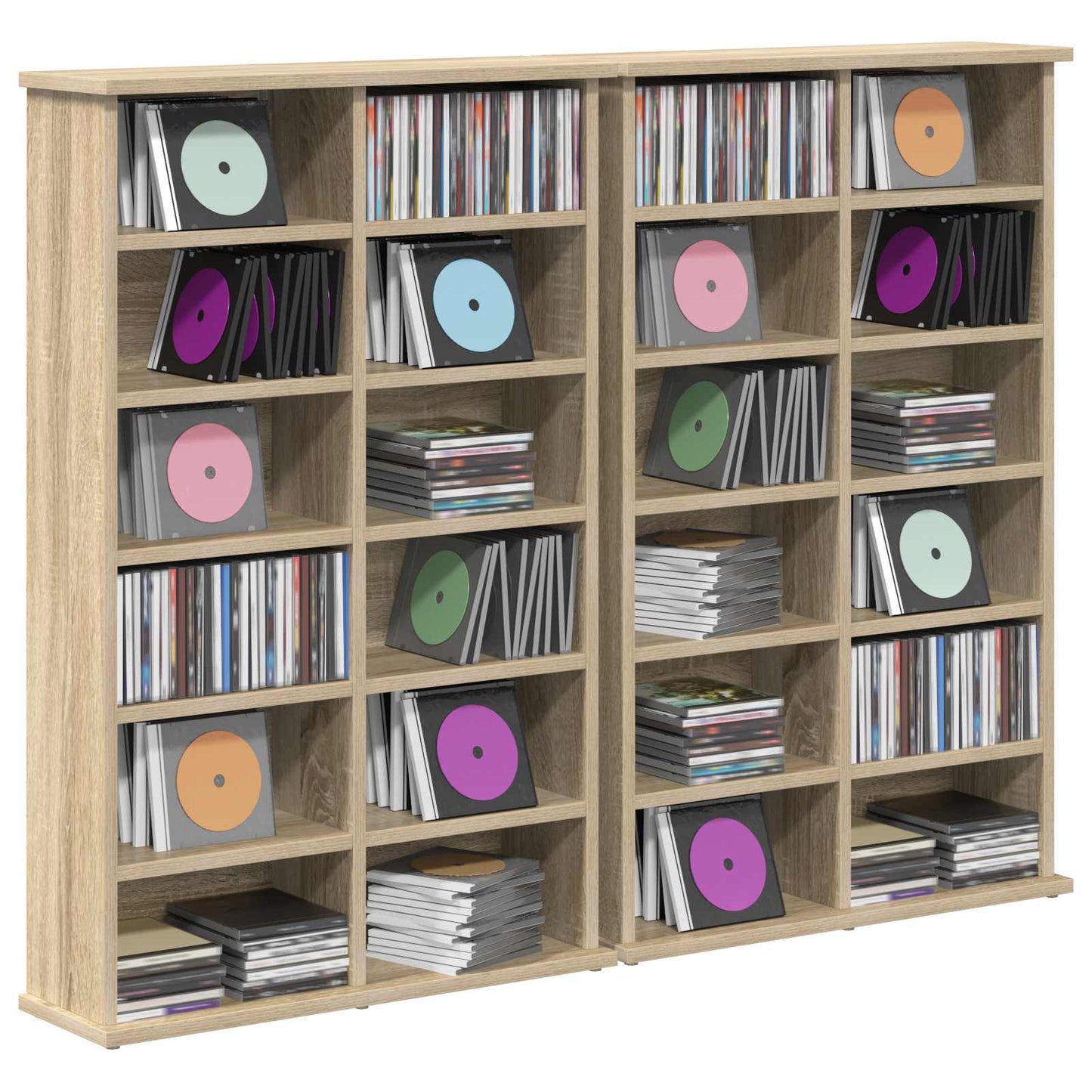 CD szekrény 2 db Sonoma Tölgy 60 x 17 x 92 cm Szerelt Fa