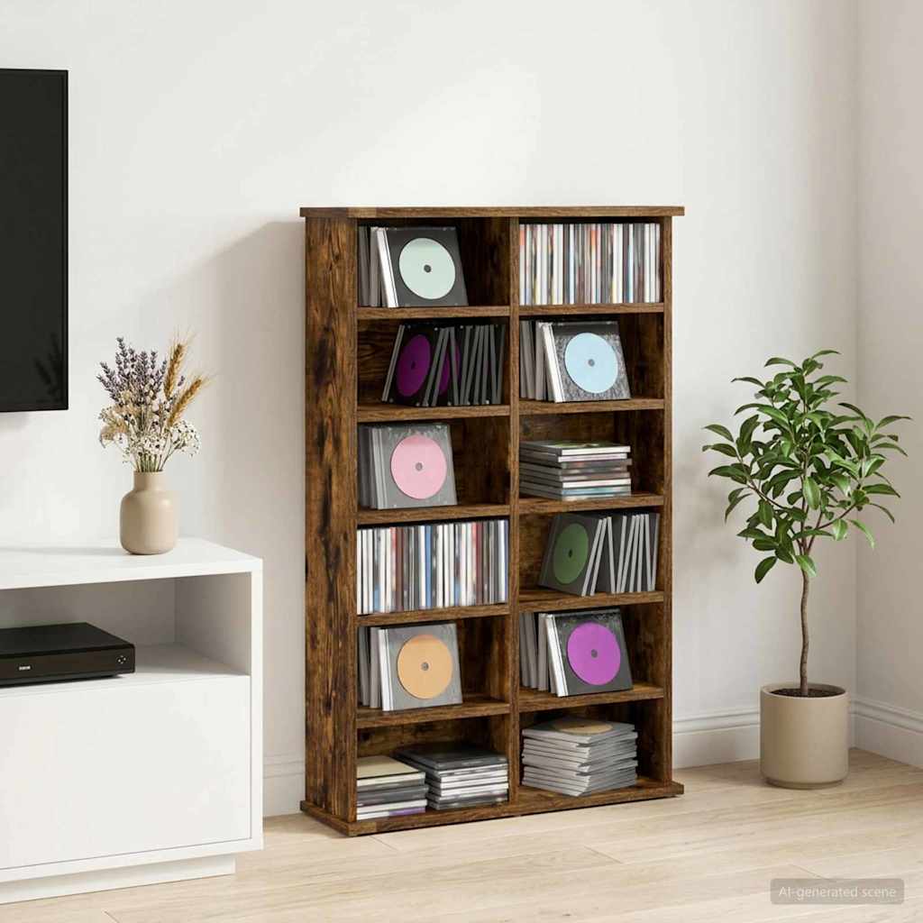 CD szekrény Füstös Tölgy 60 x 17 x 92 cm Szerelt Fa