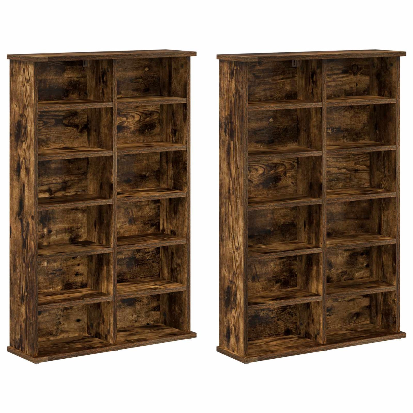 CD szekrény 2 db Füstös Tölgy 60 x 17 x 92 cm Szerelt Fa