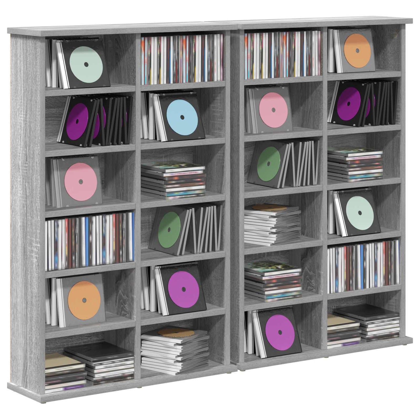 CD szekrény 2 db Szürke Sonoma 60 x 17 x 92 cm Szerelt Fa