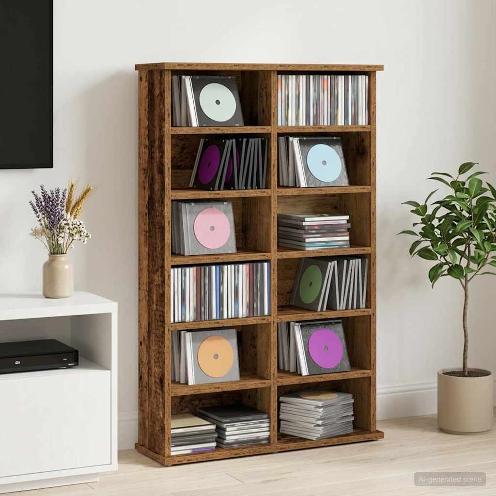 CD szekrény Antik Fa 60 x 17 x 92 cm Szerelt Fa