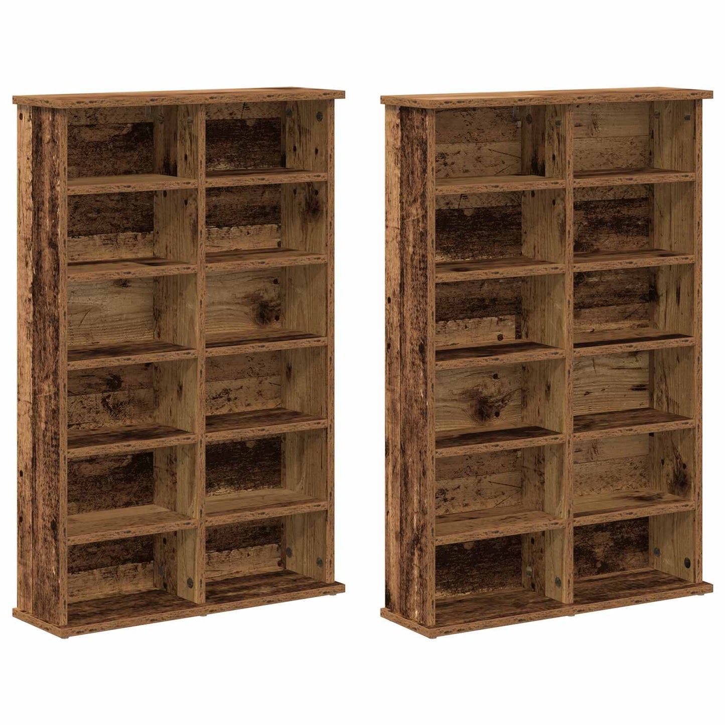 CD szekrény 2 db Antik Fa 60 x 17 x 92 cm Szerelt Fa