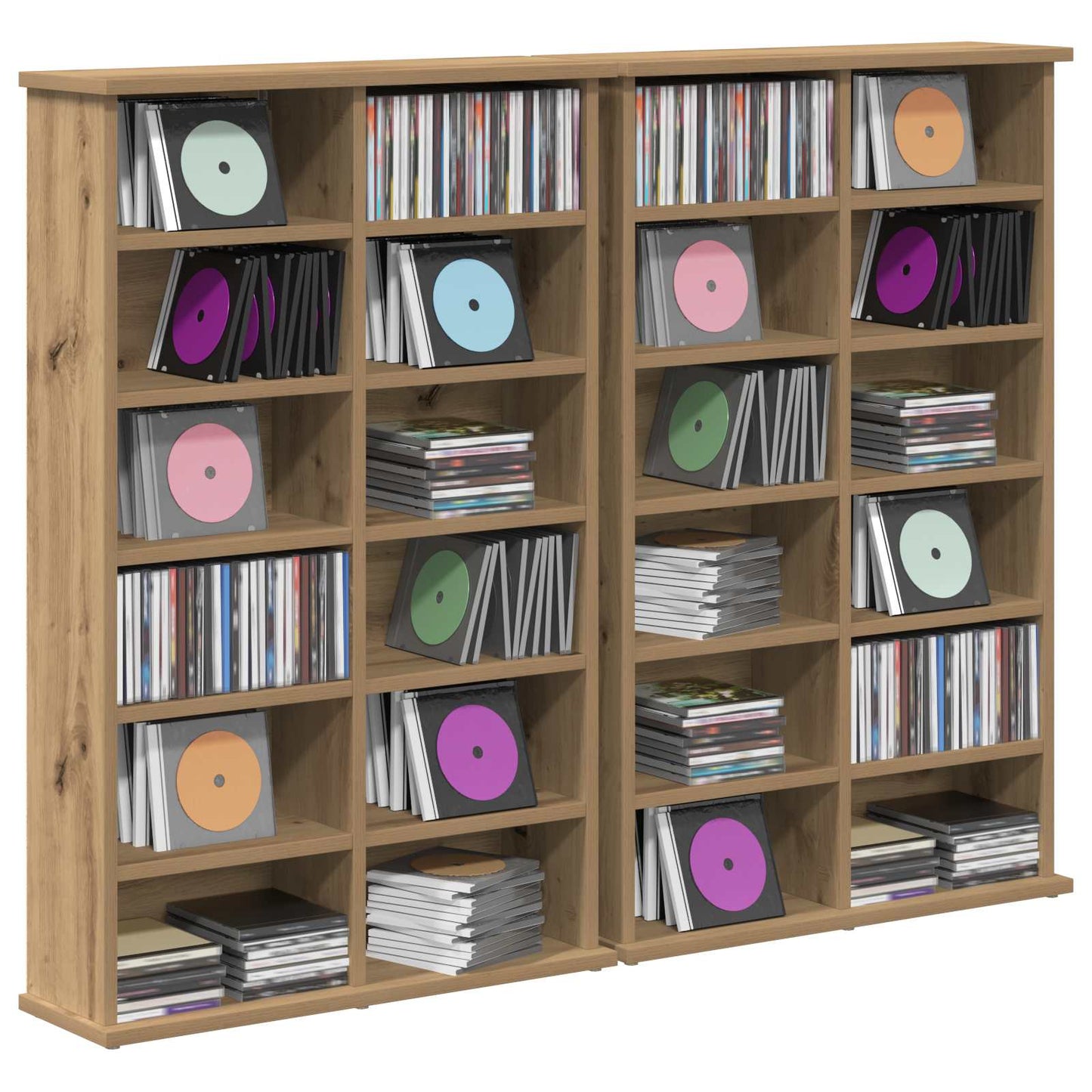 CD szekrény 2 db Kézműves Tölgy 60 x 17 x 92 cm Szerelt Fa