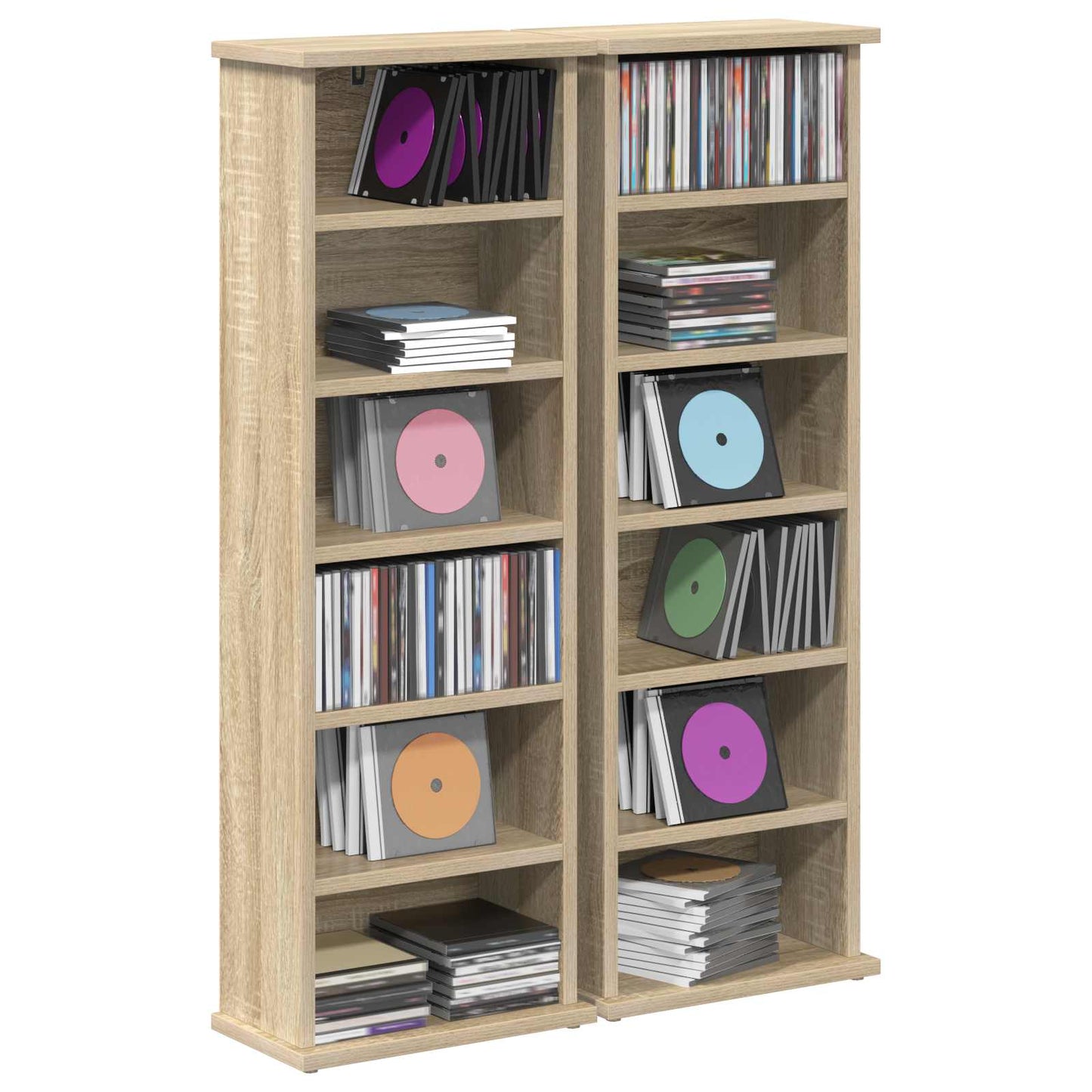 CD szekrény 2 db Sonoma Tölgy 60 x 17 x 92 cm Szerelt Fa