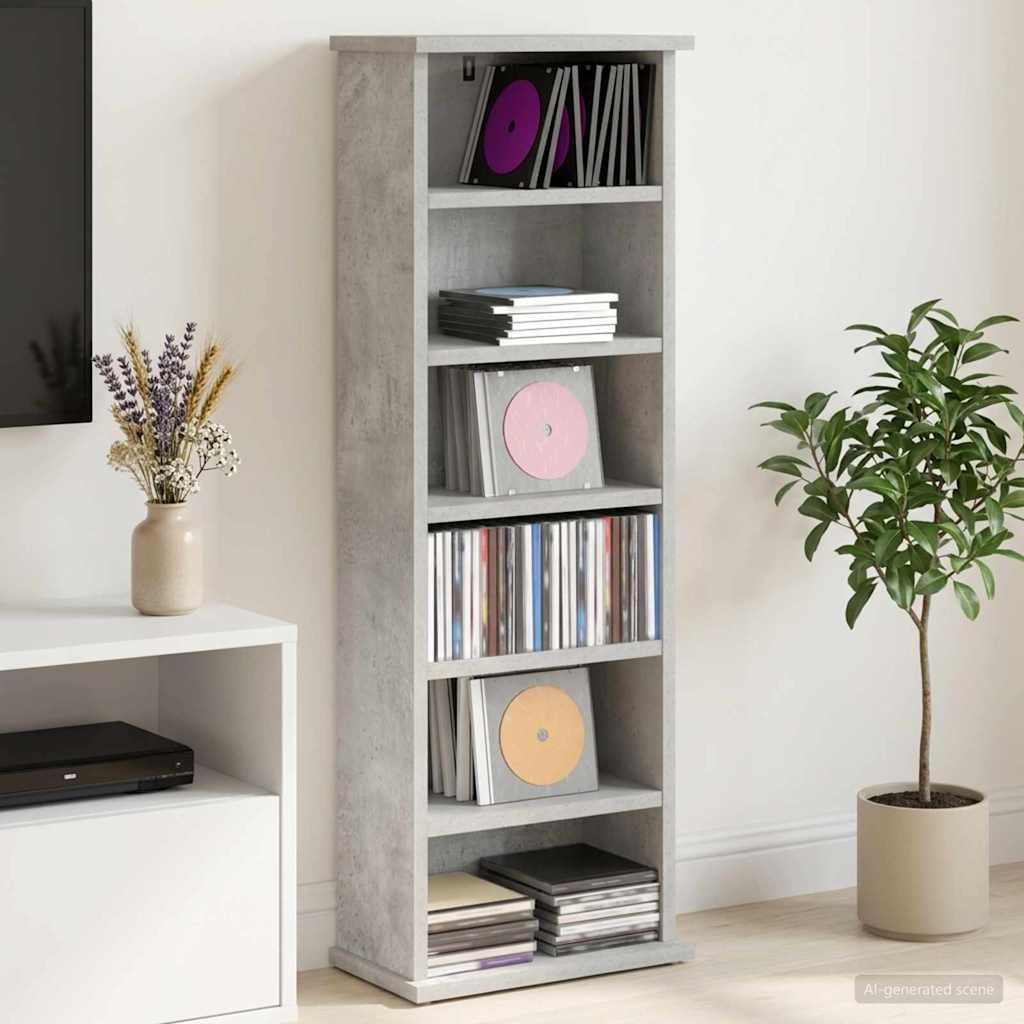 CD szekrény Betonszürke 60 x 17 x 92 cm Szerelt Fa