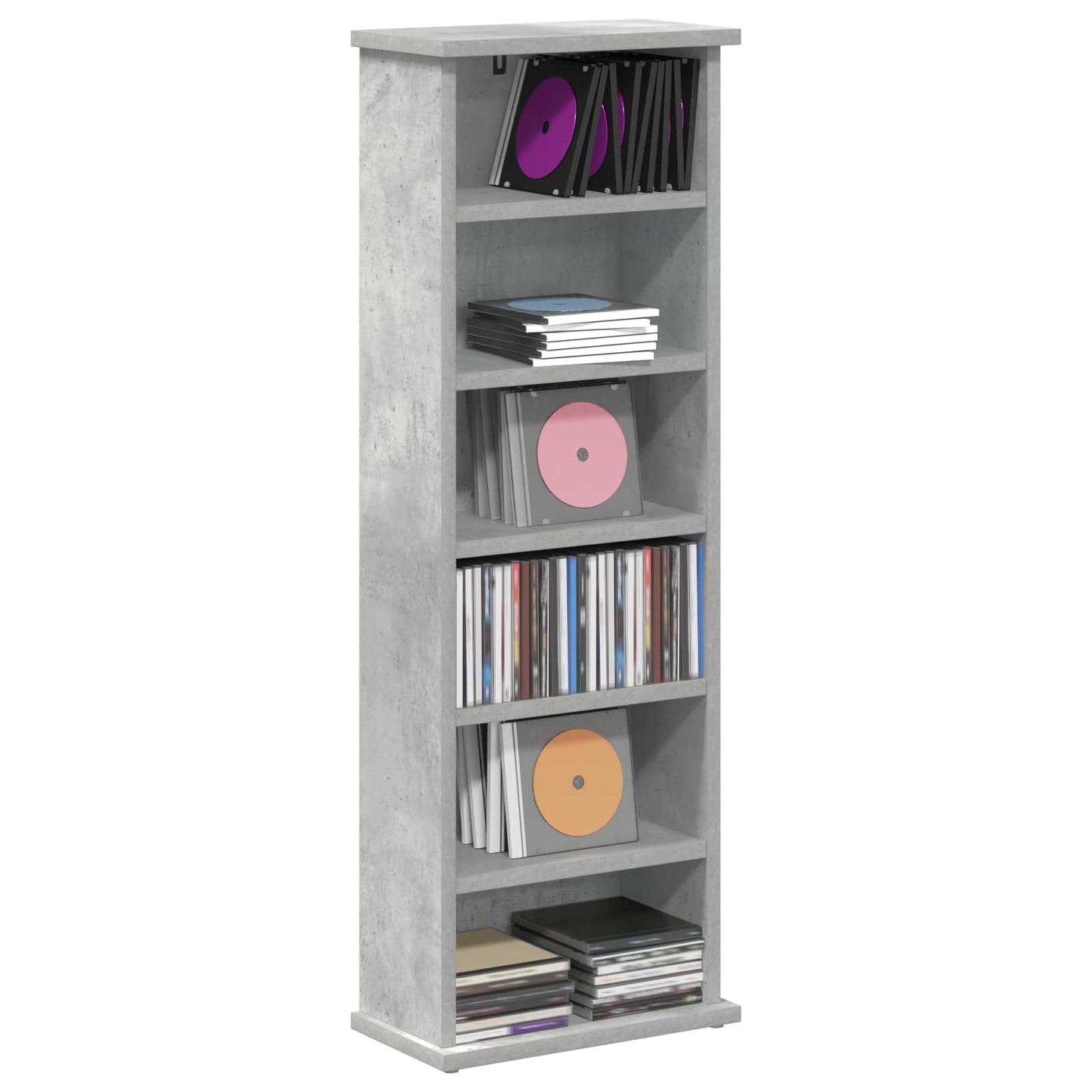 CD szekrény Betonszürke 60 x 17 x 92 cm Szerelt Fa