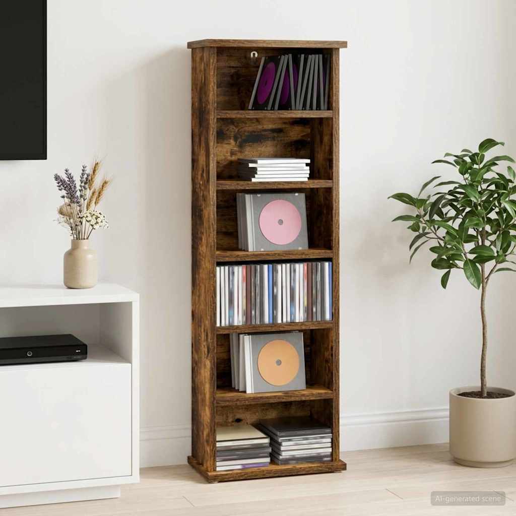 CD szekrény Füstös Tölgy 60 x 17 x 92 cm Szerelt Fa
