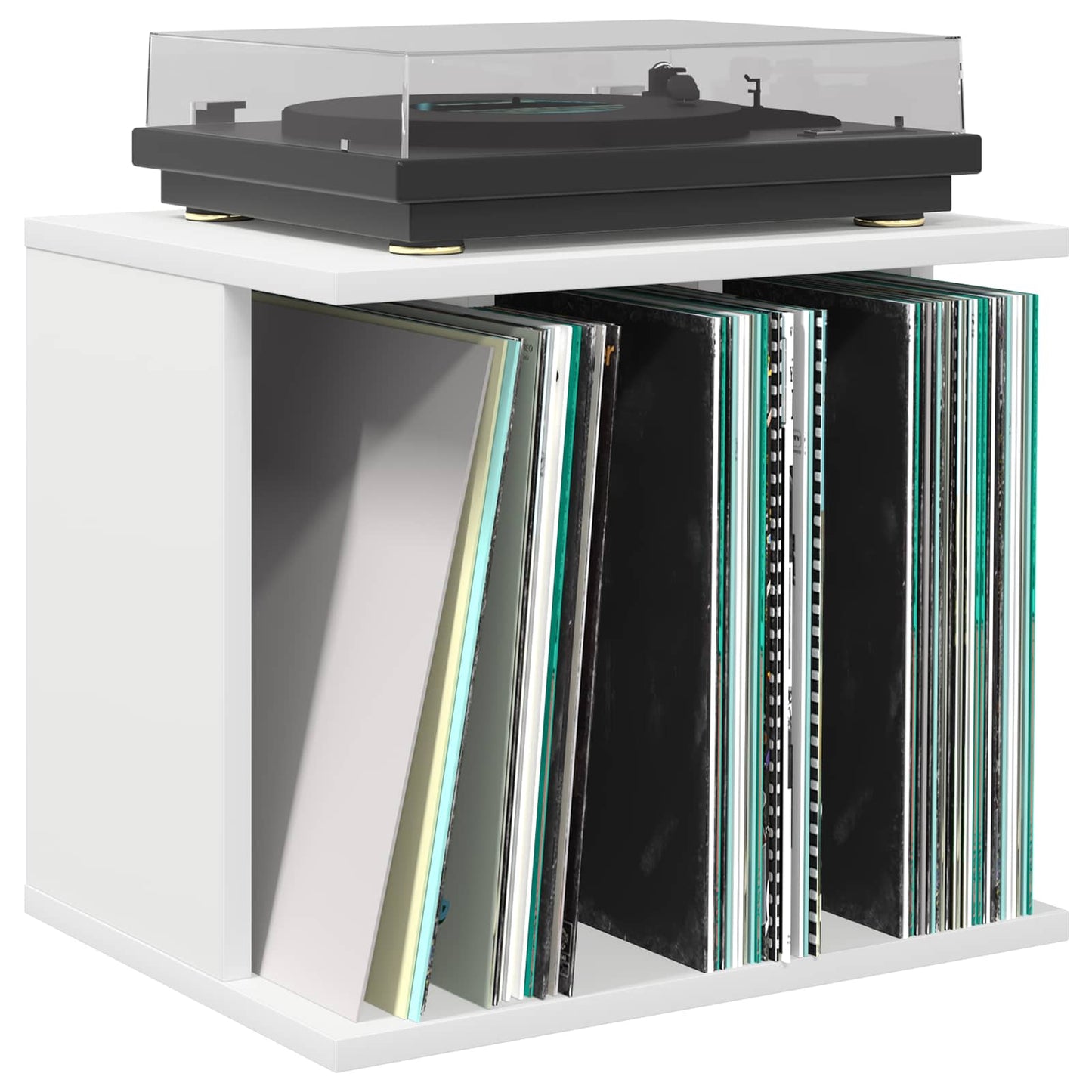 Vinyl lemez tárolás Fehér 42 x 33 x 36 cm Szerelt Fa