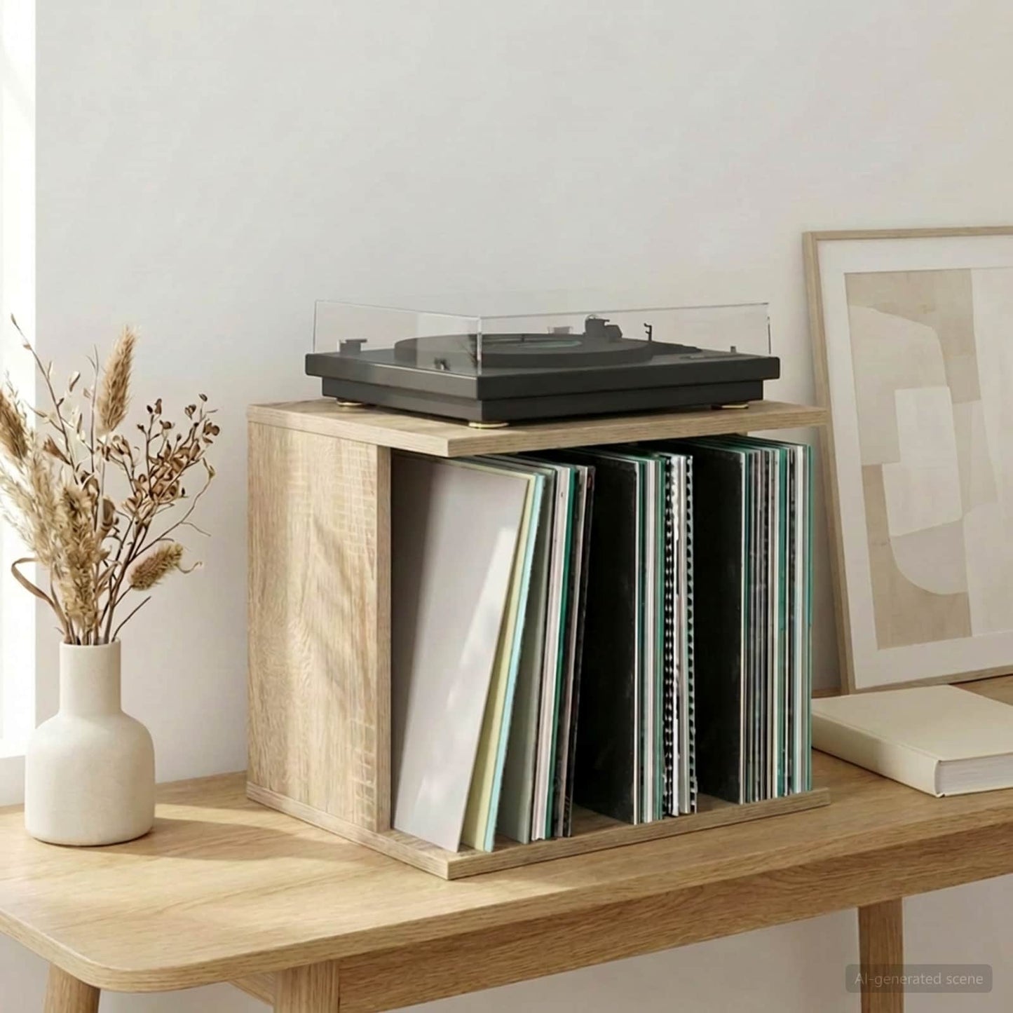 Vinyl lemez tárolás Sonoma Tölgy 42 x 33 x 36 cm Szerelt Fa