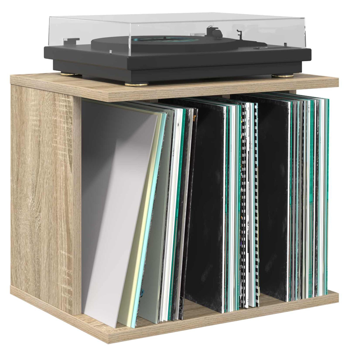 Vinyl lemez tárolás Sonoma Tölgy 42 x 33 x 36 cm Szerelt Fa
