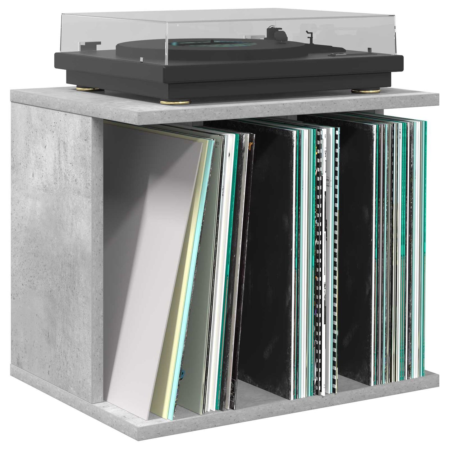 Vinyl lemez tárolás Betonszürke 42 x 33 x 36 cm Szerelt Fa
