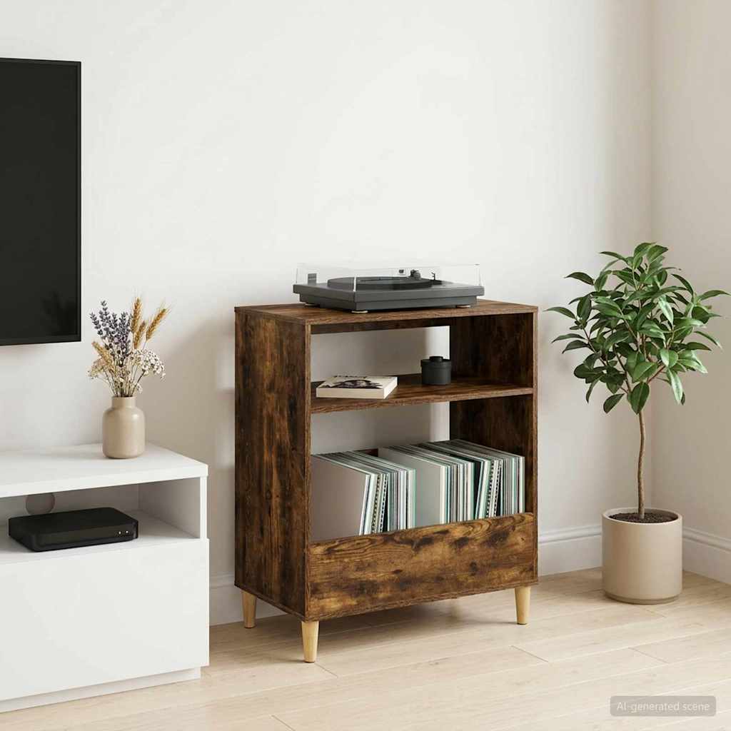 Lemezjátszó állvány Füstös Tölgy 71 x 39,5 x 83 cm Szerelt Fa
