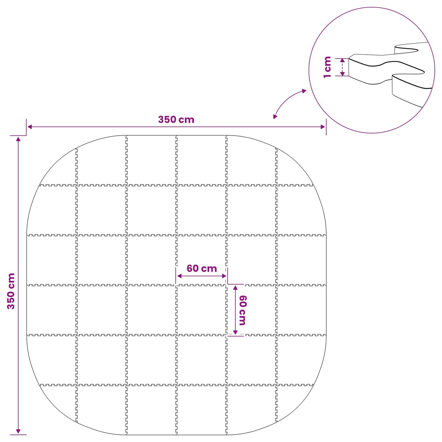 Medence aljzat 36 db Ø 350 cm Kerek EVA Hab Szürke