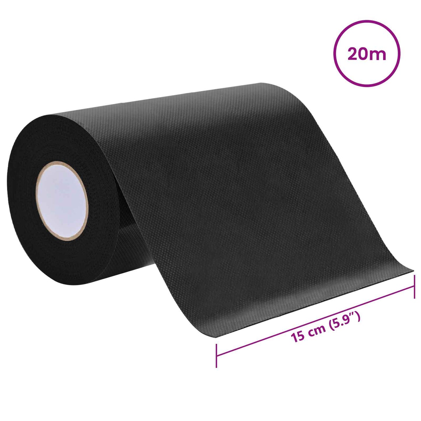 Öntapadó műfű szalag Fekete 20 x 0,15 cm Nemes szövet