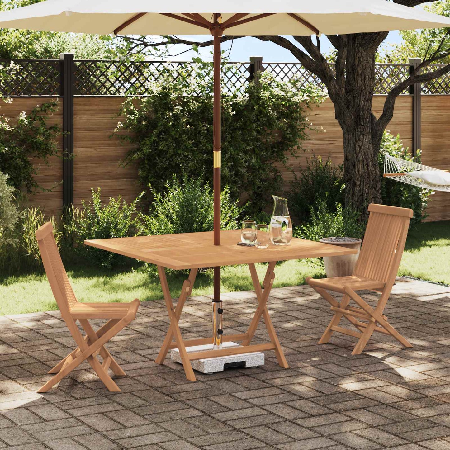 Kert Bistro Készlet 3 pcs Barna Tömör teakfa