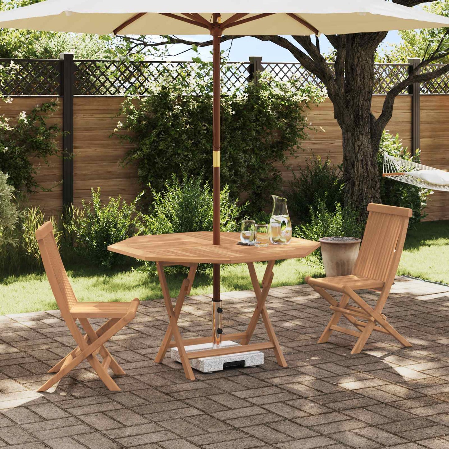 Kert Bistro Készlet 3 pcs Barna Tömör teakfa