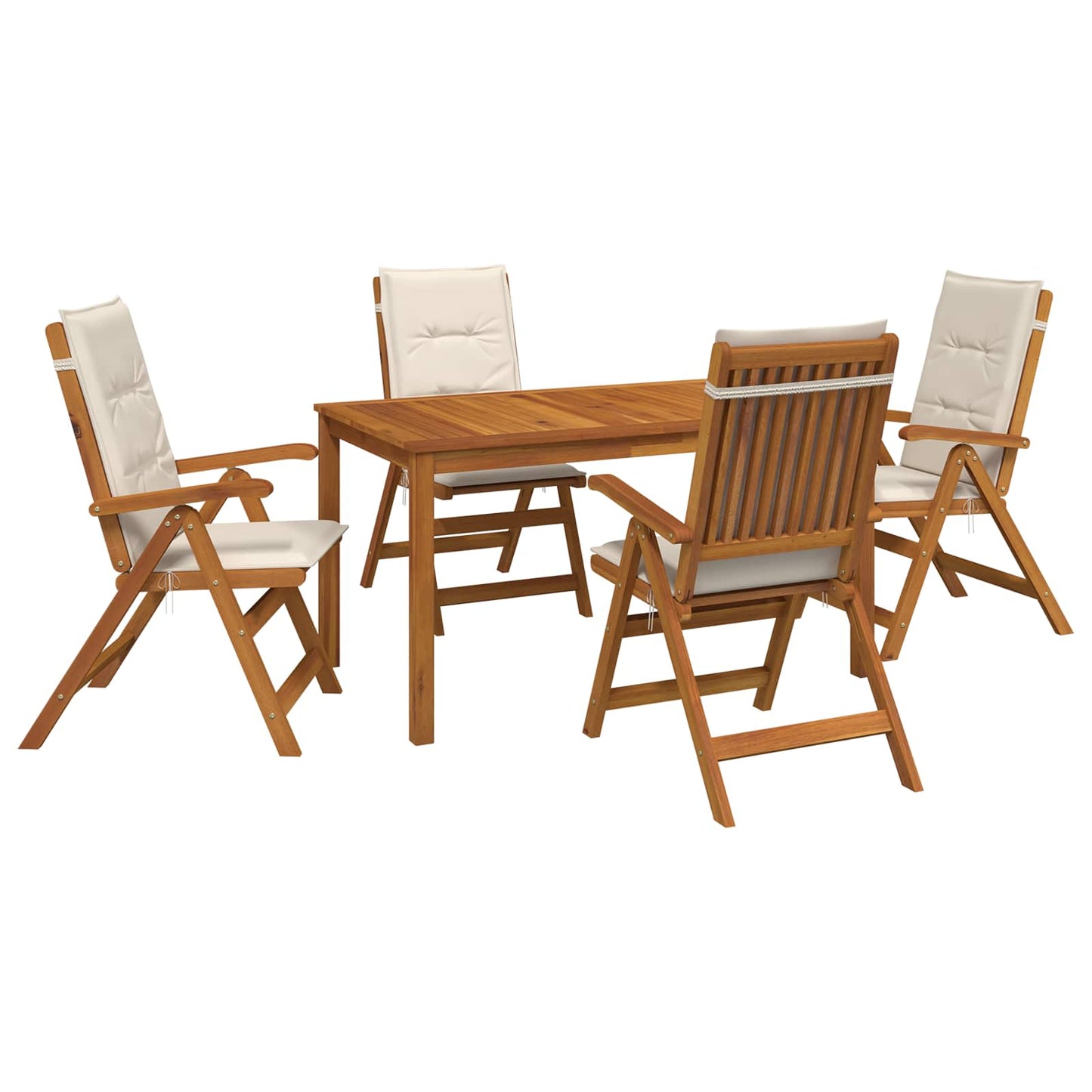 5-Piece Garden Dining Set Természetes Tömör Akácfa