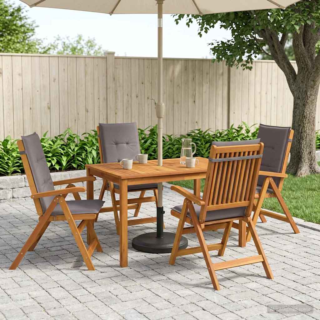 5-Piece Garden Dining Set Természetes Tömör Akácfa