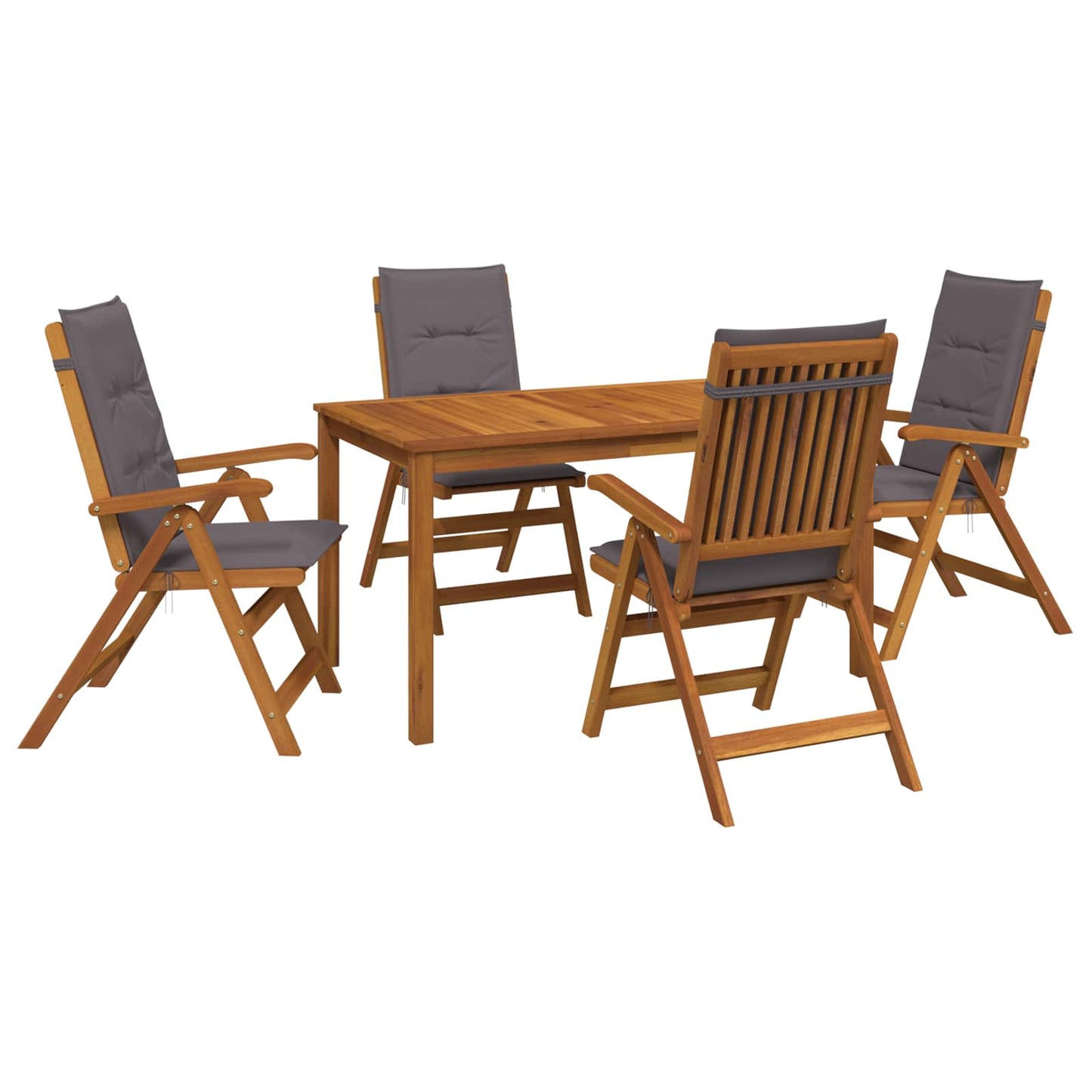 5-Piece Garden Dining Set Természetes Tömör Akácfa
