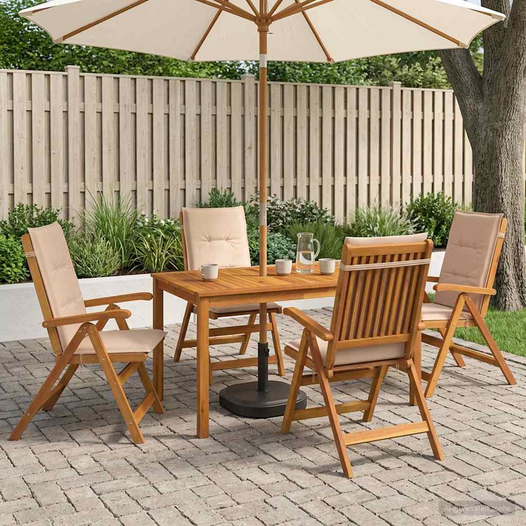 5-Piece Garden Dining Set Természetes Tömör Akácfa