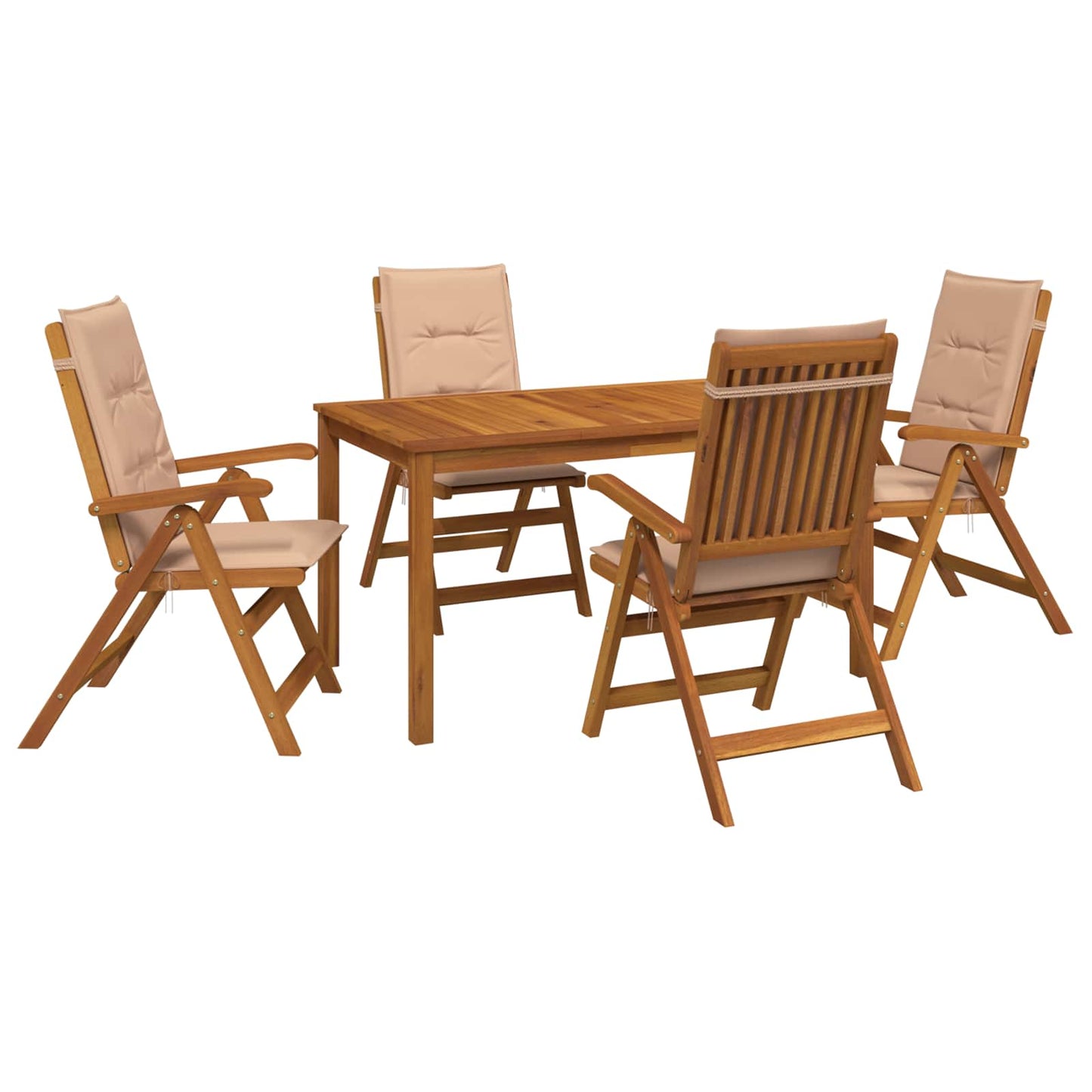 5-Piece Garden Dining Set Természetes Tömör Akácfa