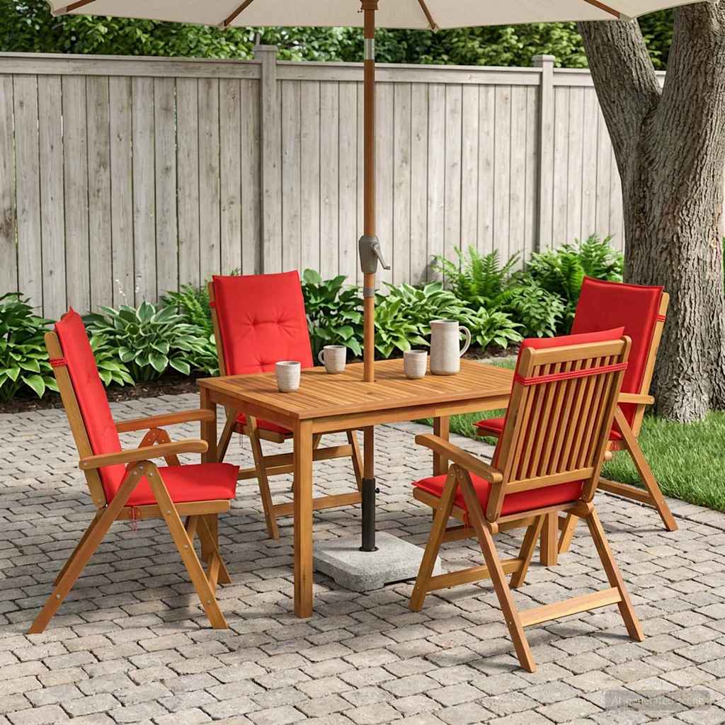 5-Piece Garden Dining Set Természetes Tömör Akácfa