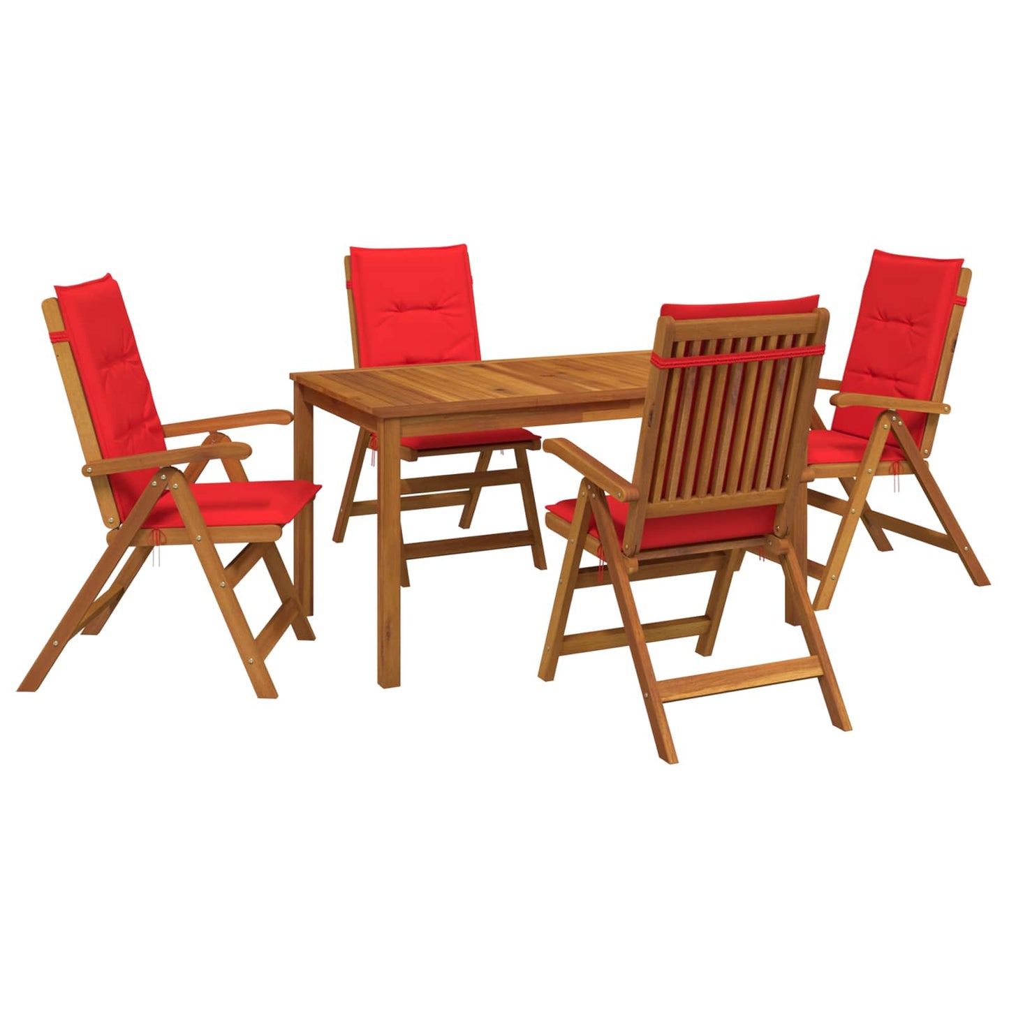 5-Piece Garden Dining Set Természetes Tömör Akácfa