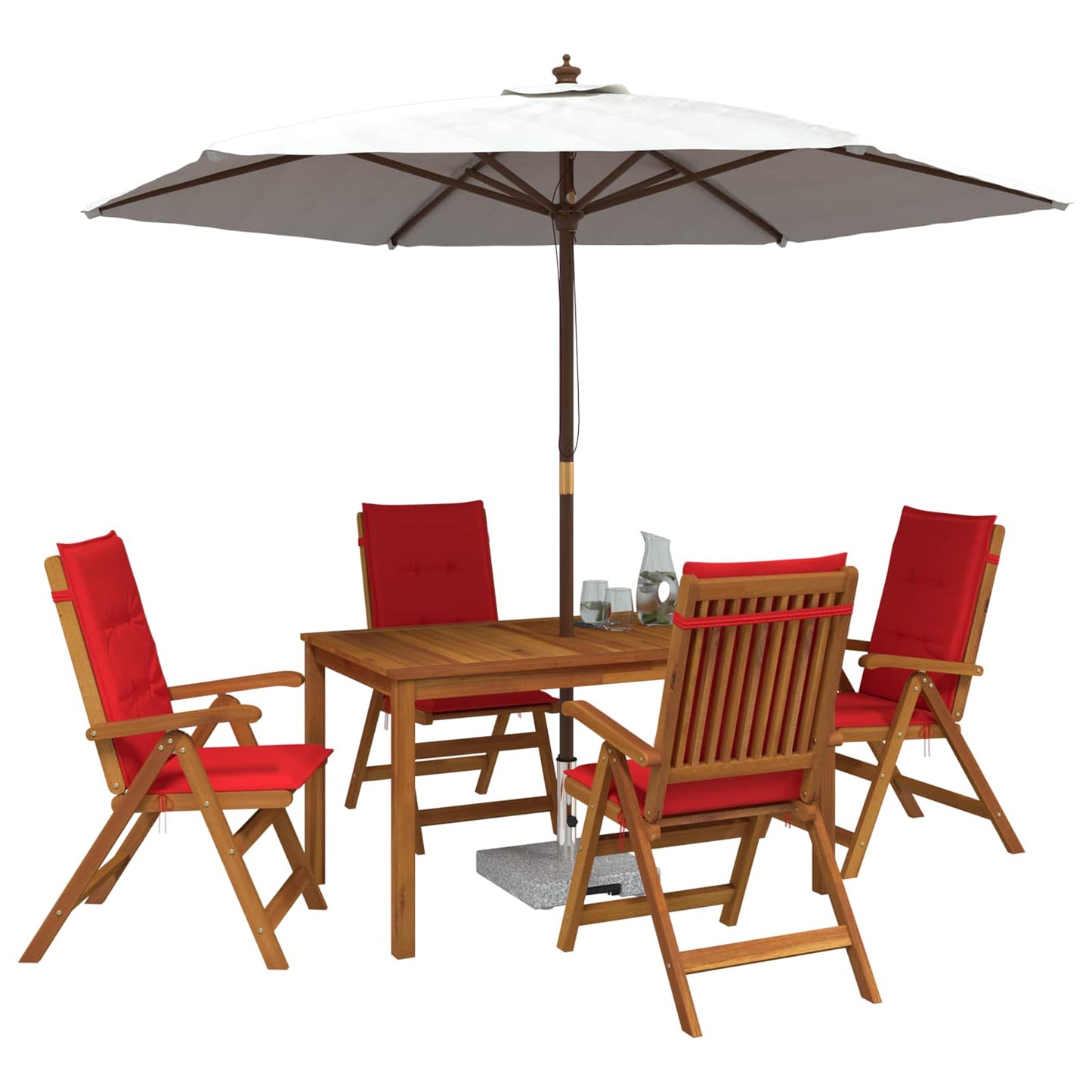 5-Piece Garden Dining Set Természetes Tömör Akácfa