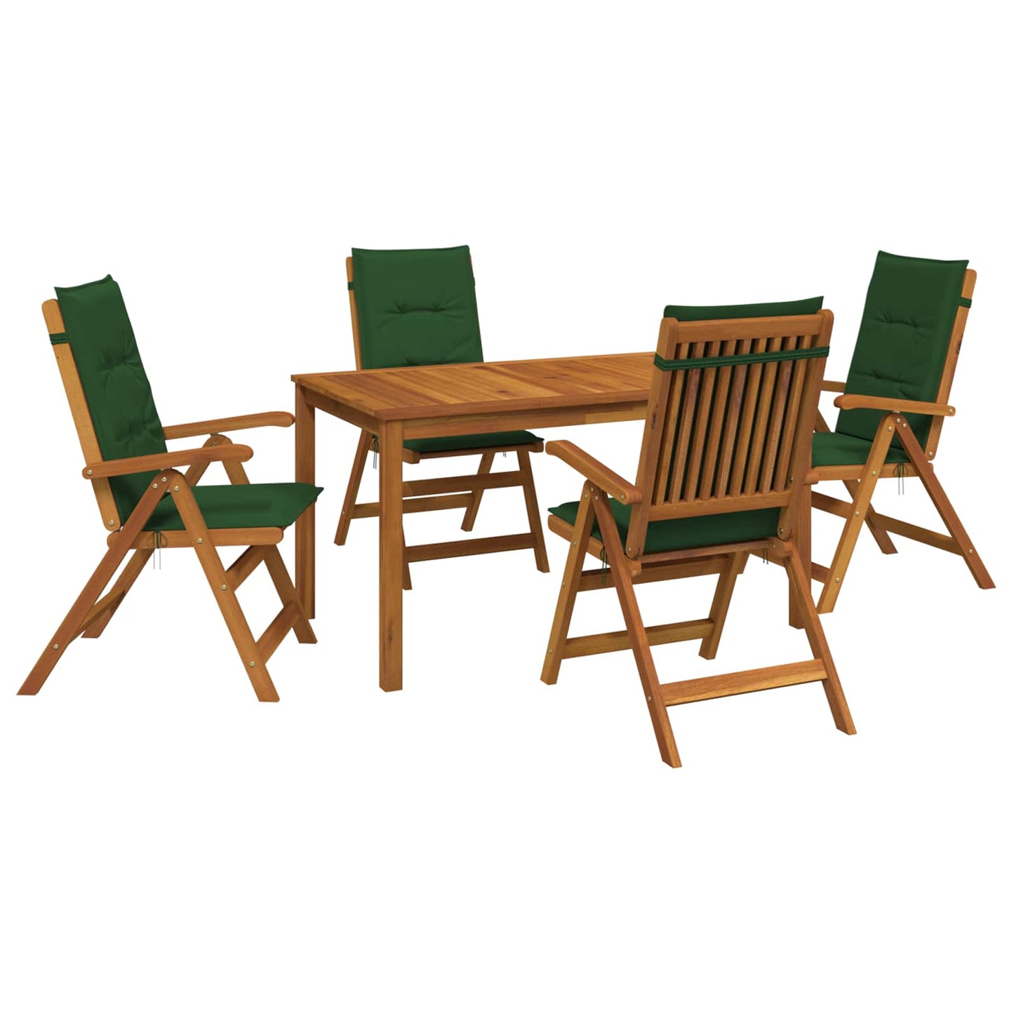 5-Piece Garden Dining Set Természetes Tömör Akácfa