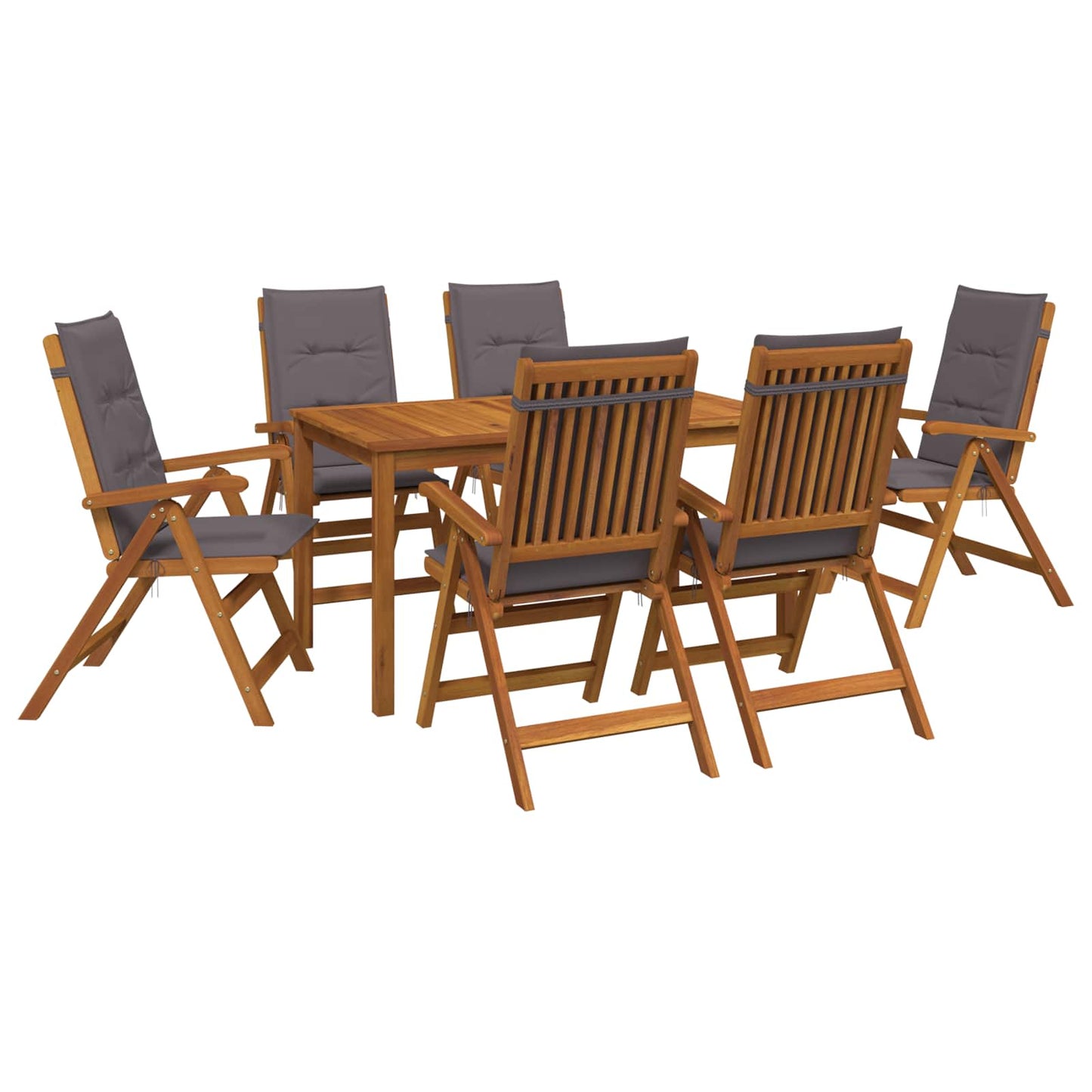 7-Piece Garden Dining Set Természetes Tömör Akácfa