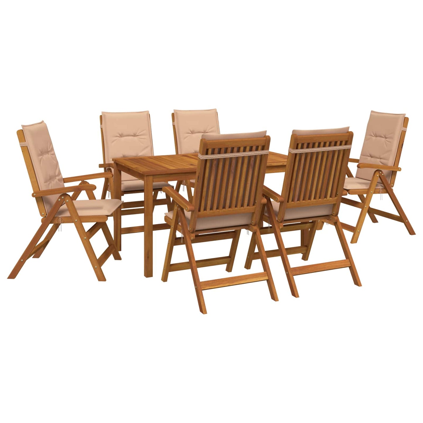 7-Piece Garden Dining Set Természetes Tömör Akácfa