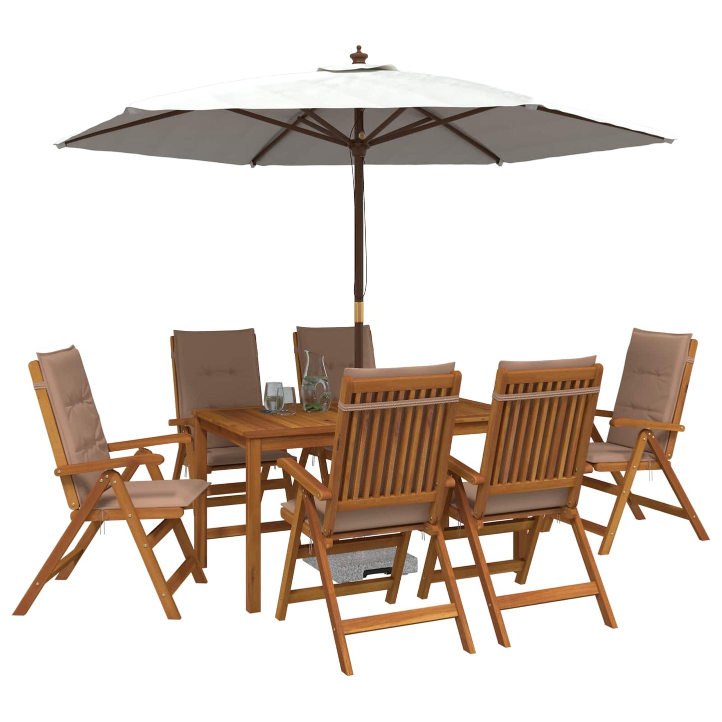 7-Piece Garden Dining Set Természetes Tömör Akácfa