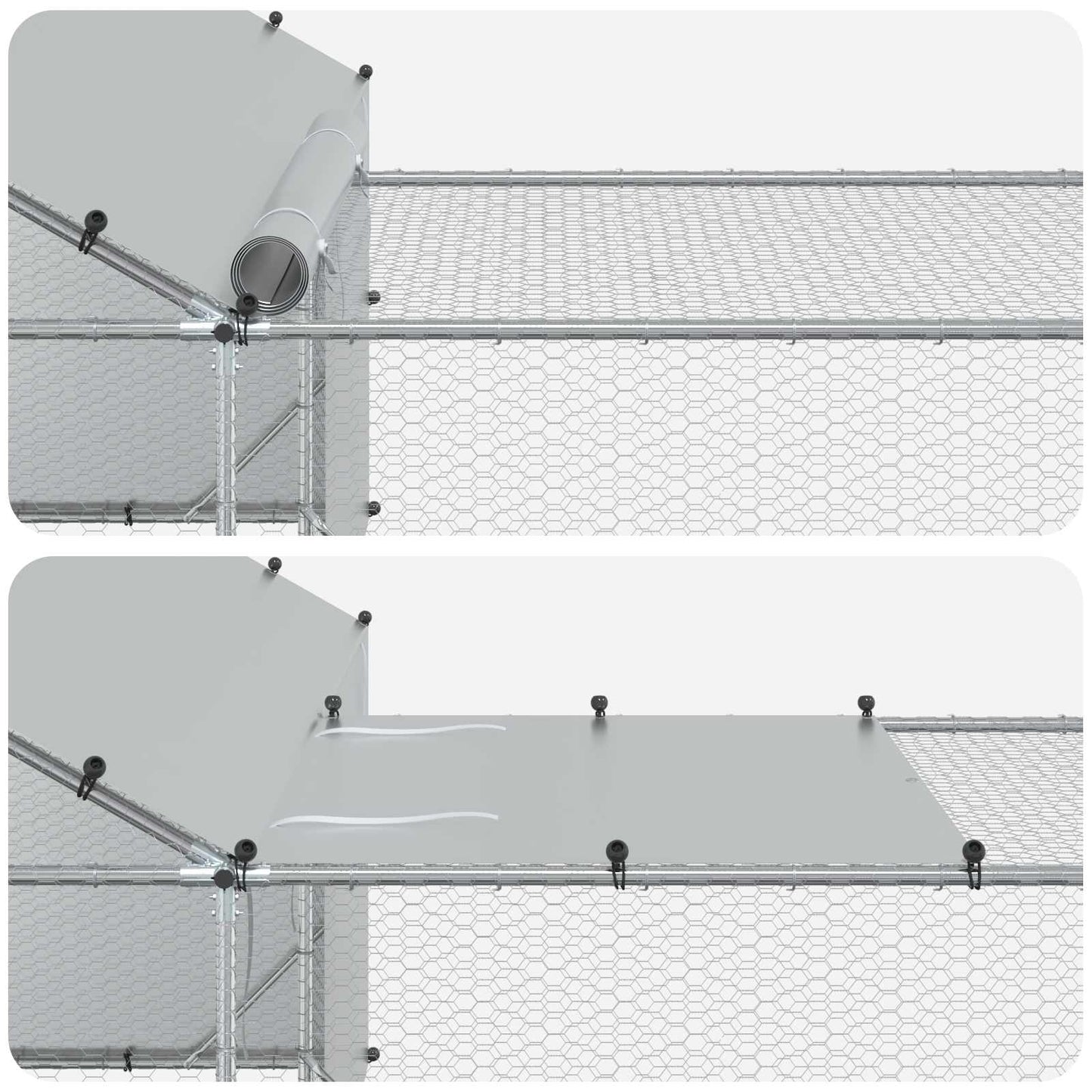 Tyúkó Tetővel és Udvarral 2 db Ezüst 8 x 2 x 1,9 m