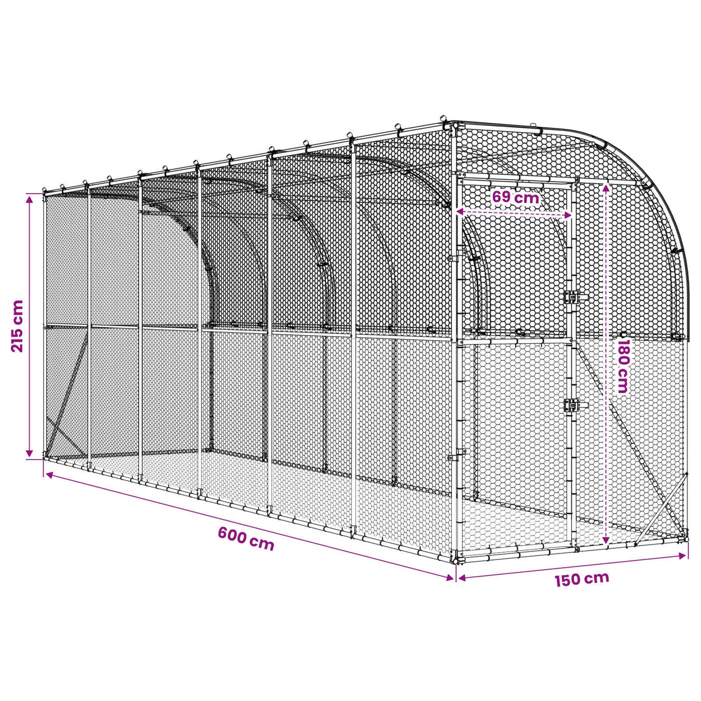 Fali Tyúkól Ezüst 600 x 150 x 215 cm Horganyzott Acél