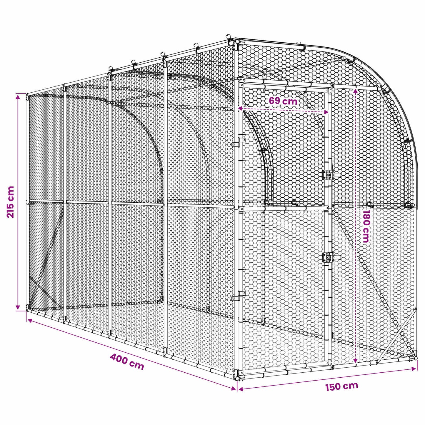 Falat támasztó tyúkól Ezüst 400 x 150 x 215 cm Horganyzott Acél