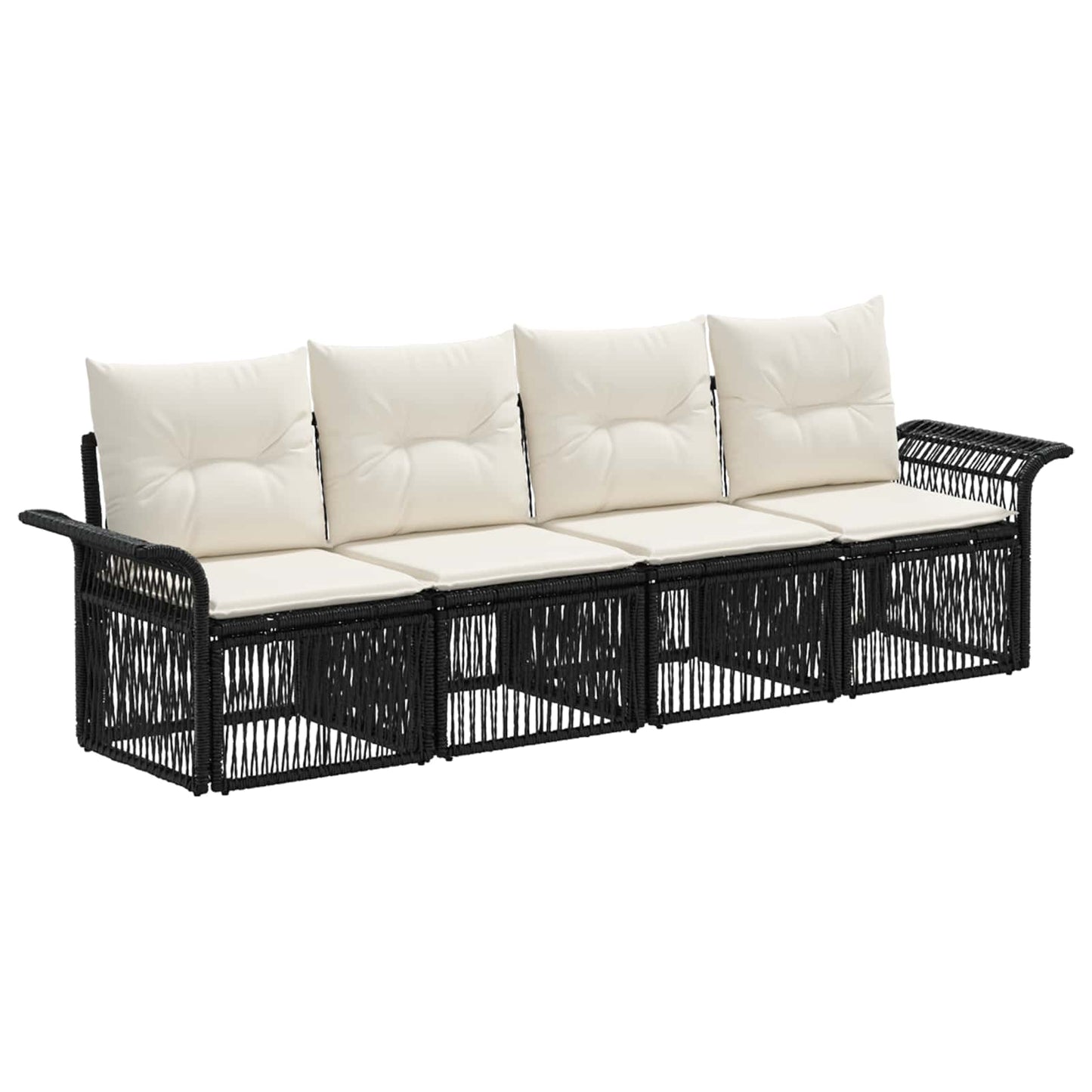 Kerti Kanapé Szett 4 pcs Fekete polirattan