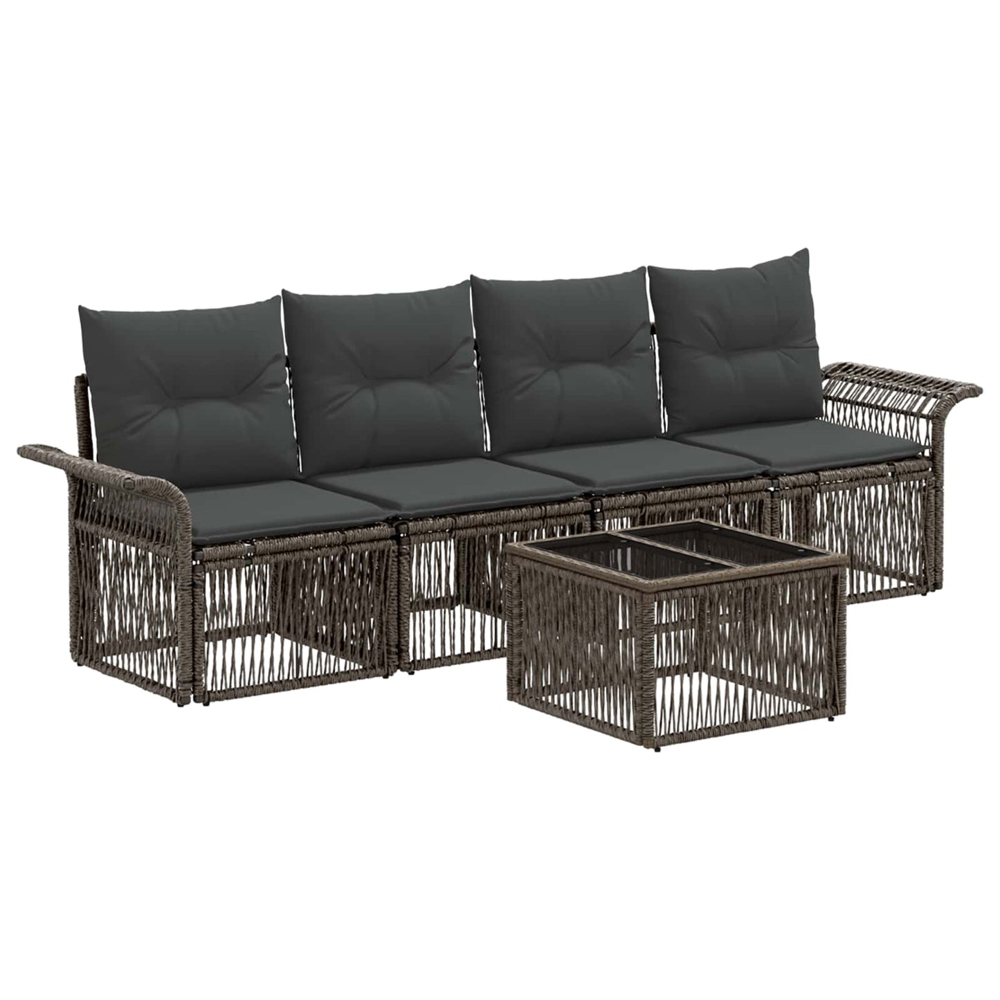 Kerti Kanapé Szett 5 pcs Szürke polirattan