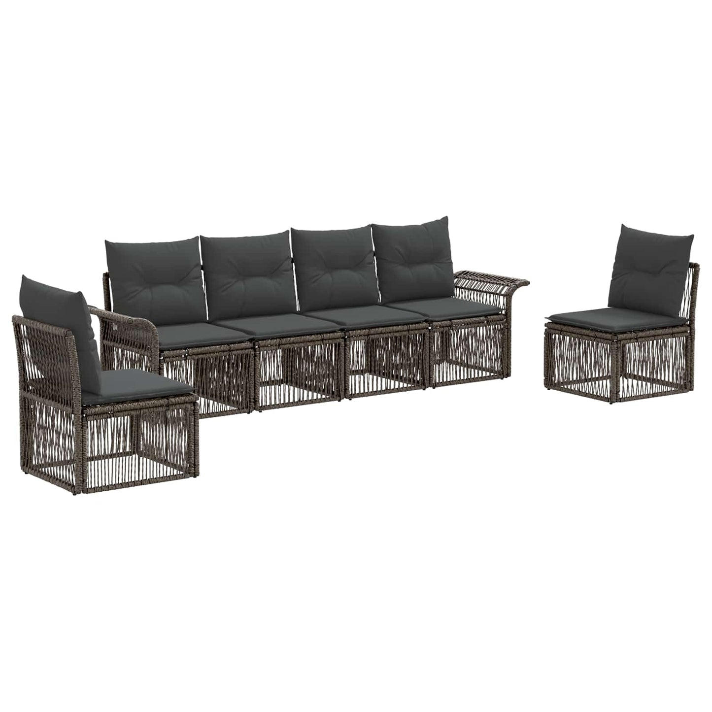 Kerti Kanapé Szett 6 pcs Szürke polirattan