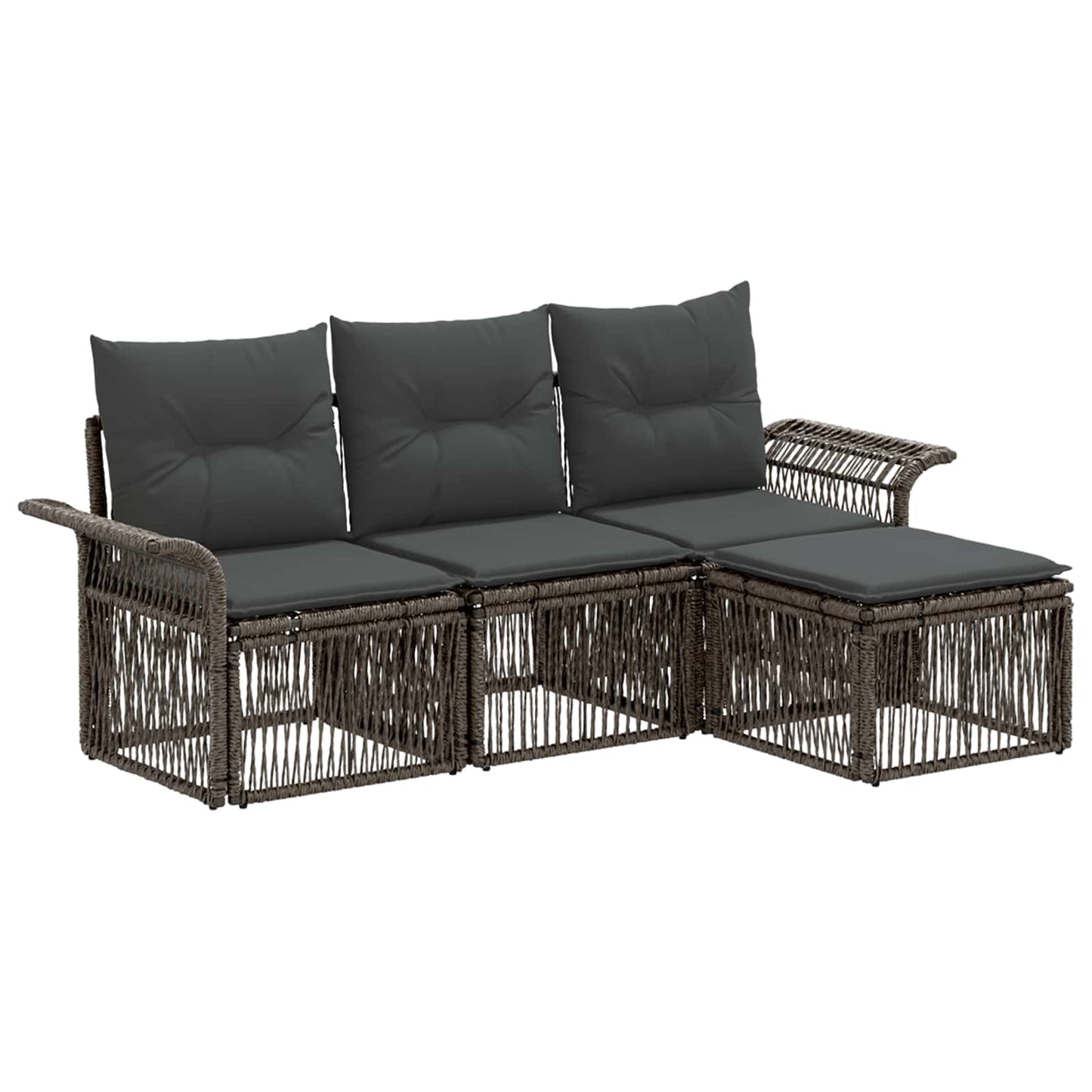 Kerti Kanapé Szett 4 pcs Szürke polirattan