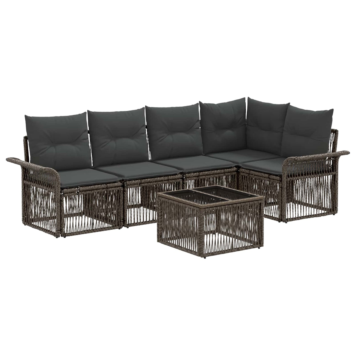 Kerti Kanapé Szett 6 pcs Szürke polirattan