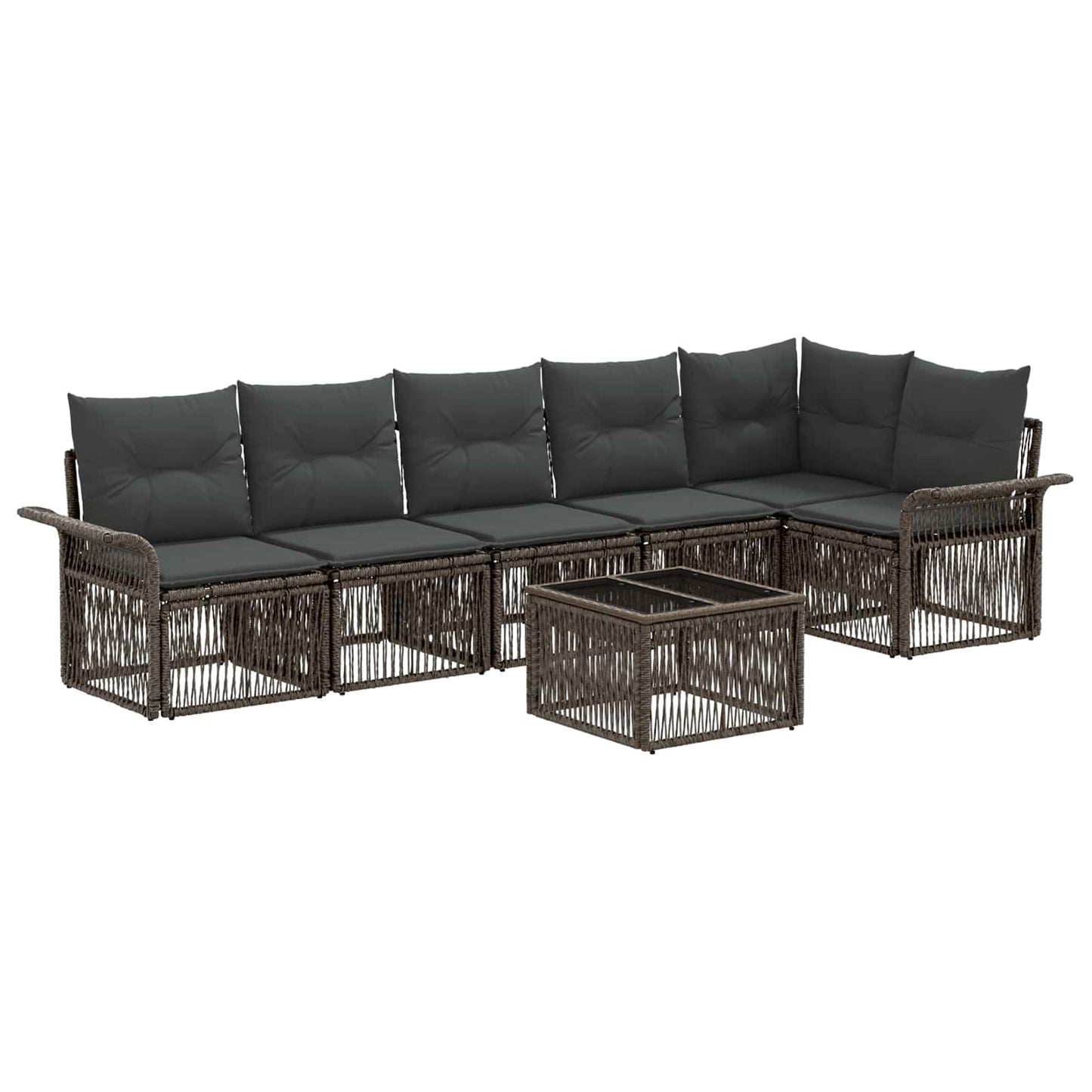 Kerti Kanapé Szett 7 pcs Szürke polirattan