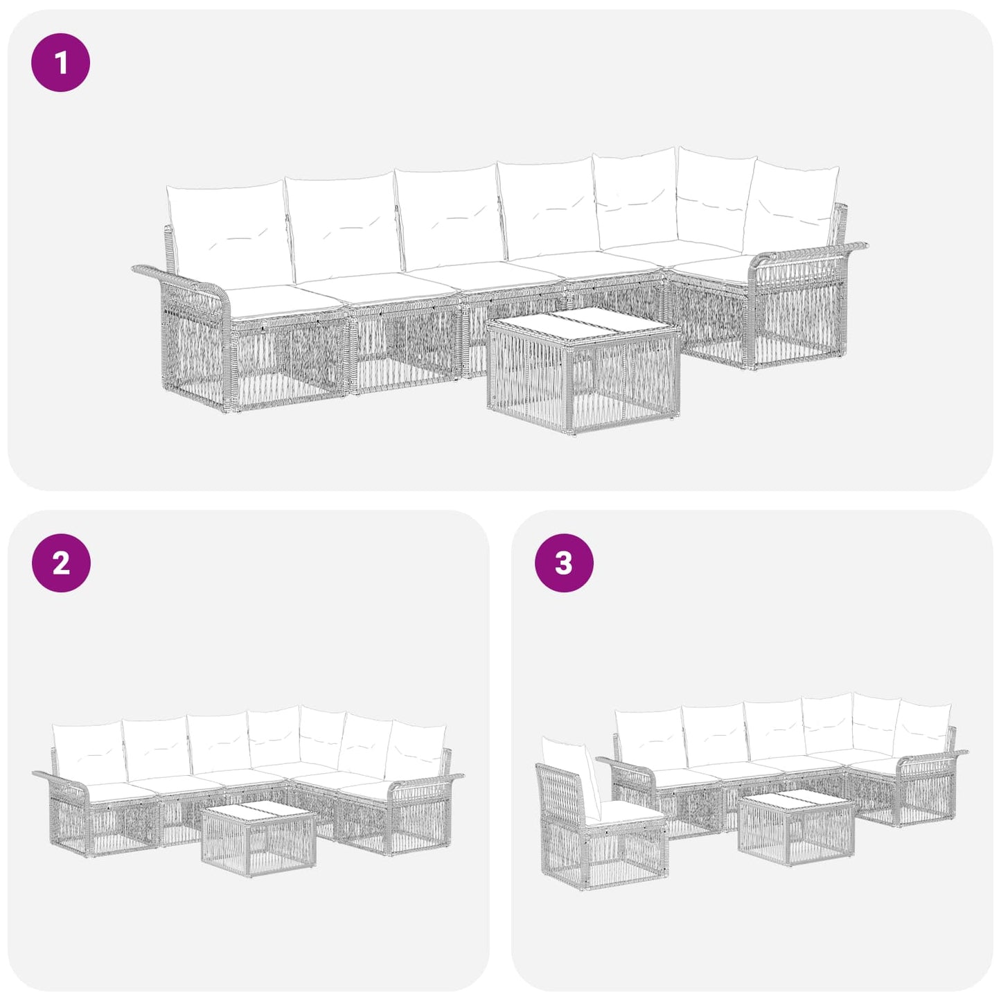 Kerti Kanapé Szett 7 pcs Bézs polirattan