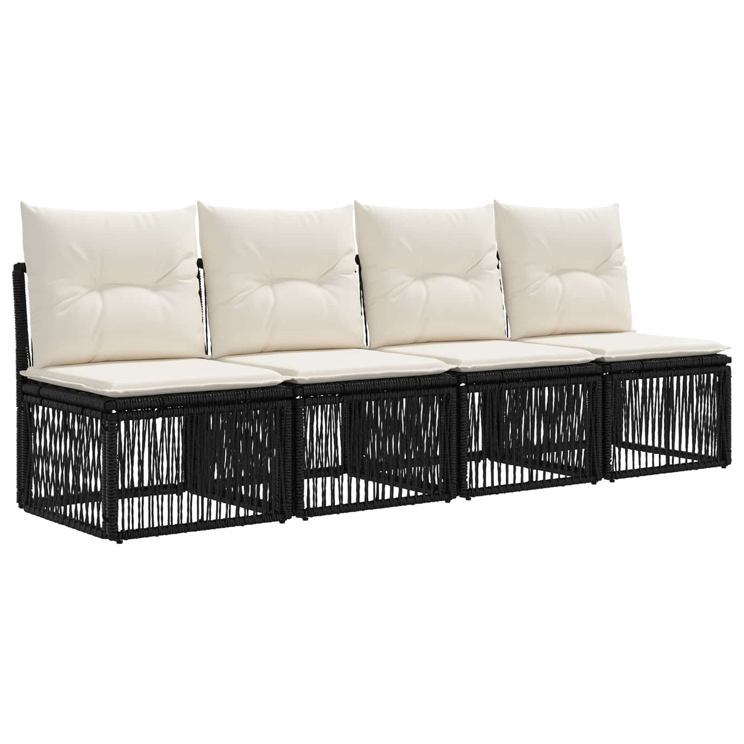 Kerti Kanapé Szett 7 db Fekete polirattan