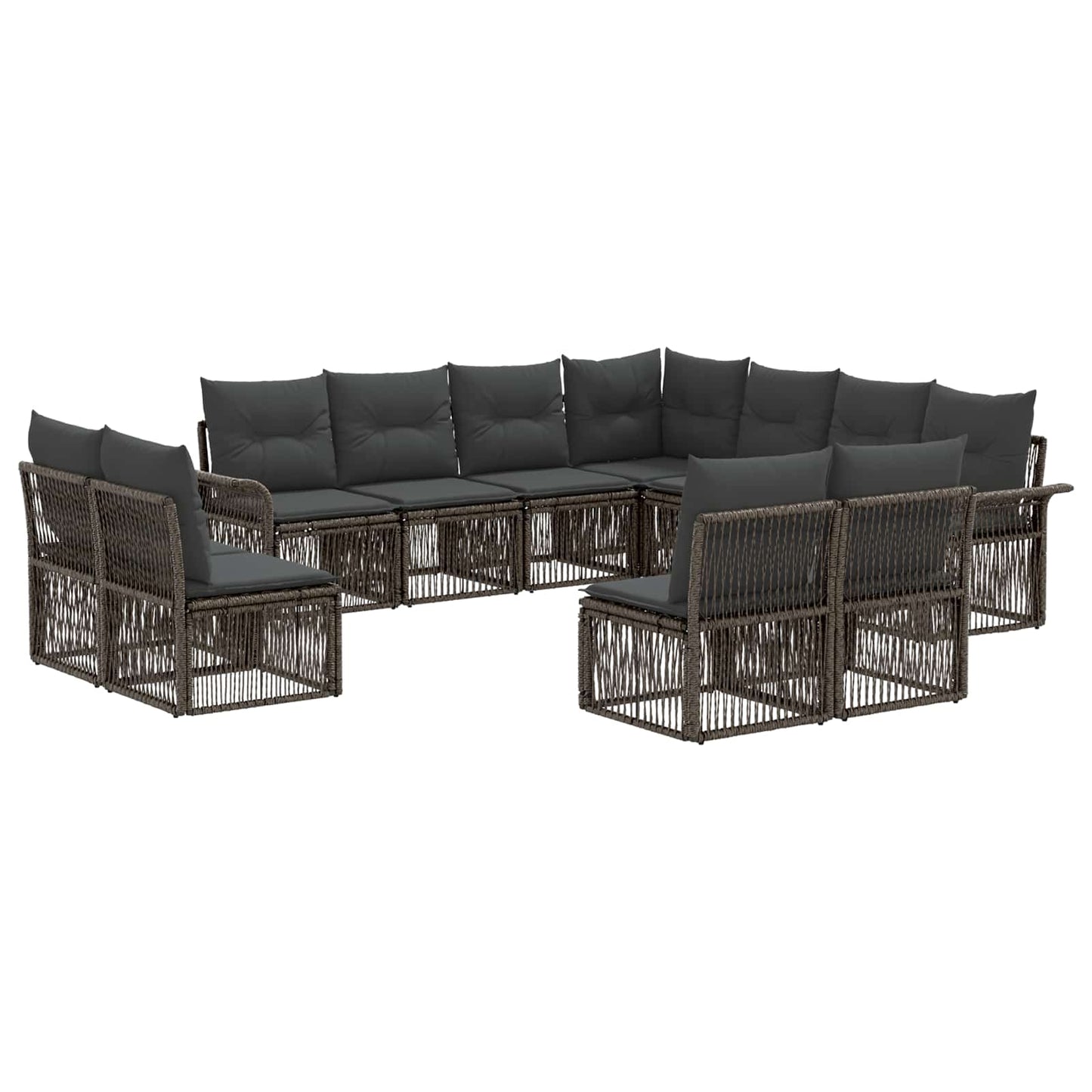 Kerti Kanapé Szett 11 pcs Szürke polirattan