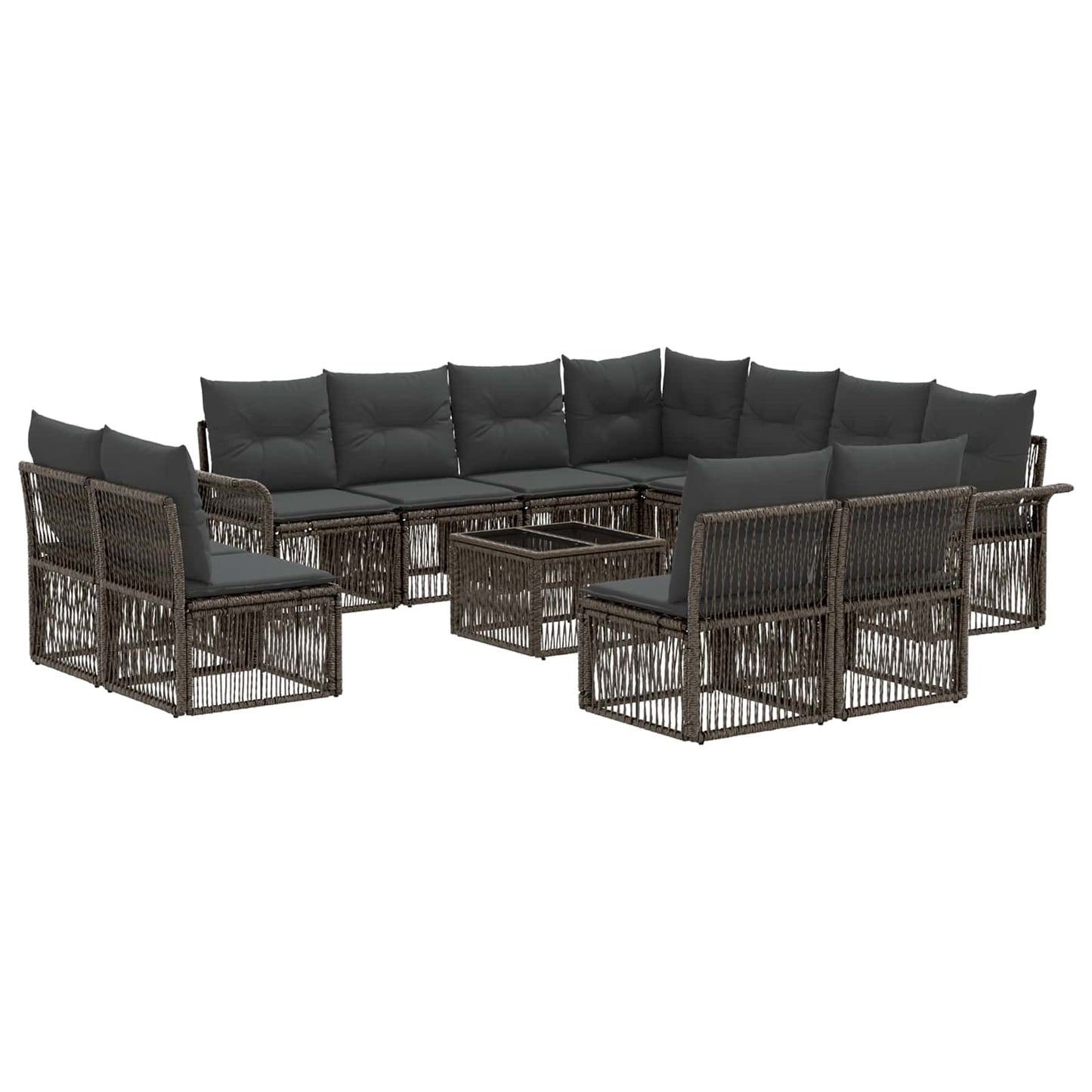 Kerti Kanapé Szett 12 pcs Szürke polirattan