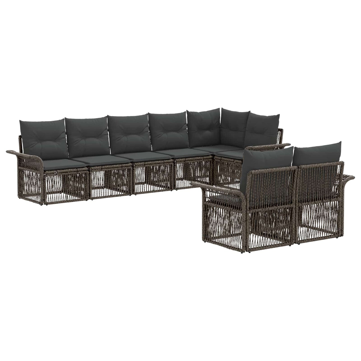 Kerti Kanapé Szett 8 pcs Szürke polirattan