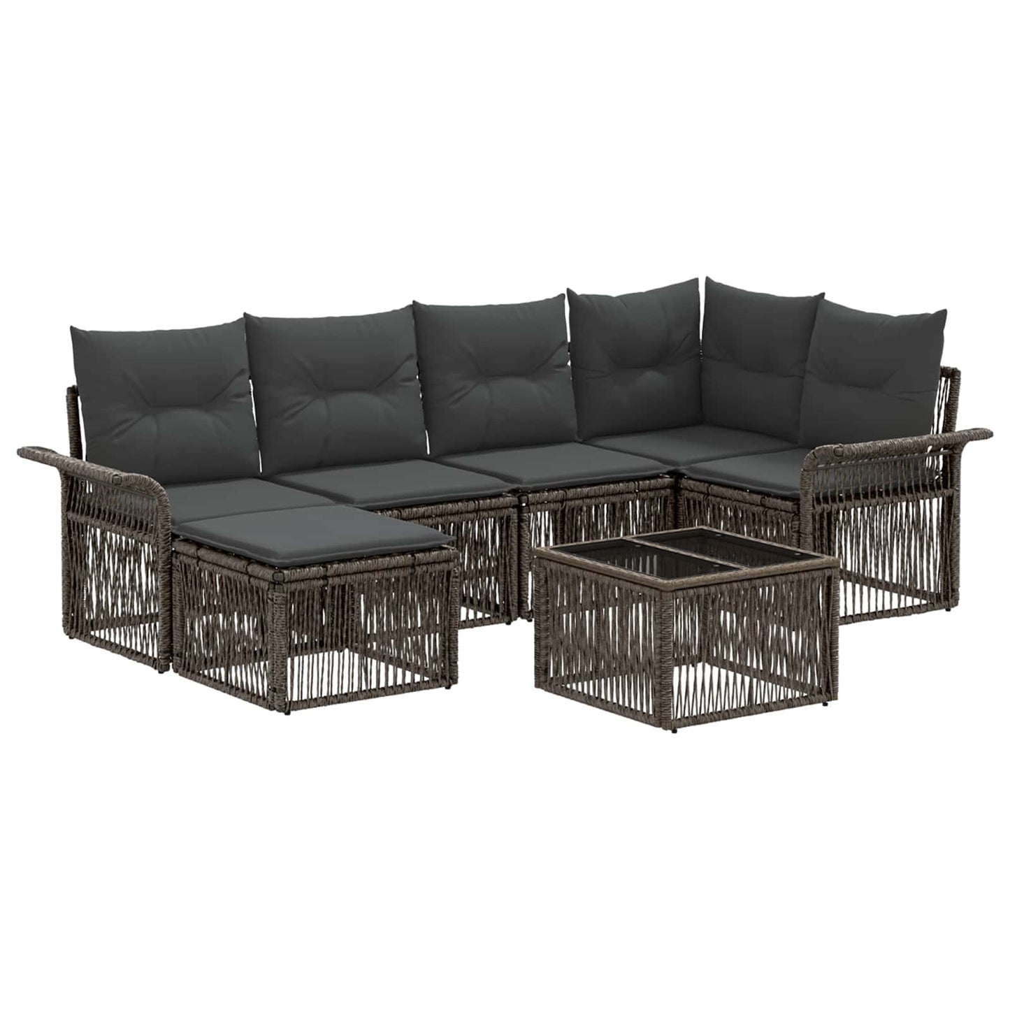 Kerti Kanapé Szett 7 pcs Szürke polirattan